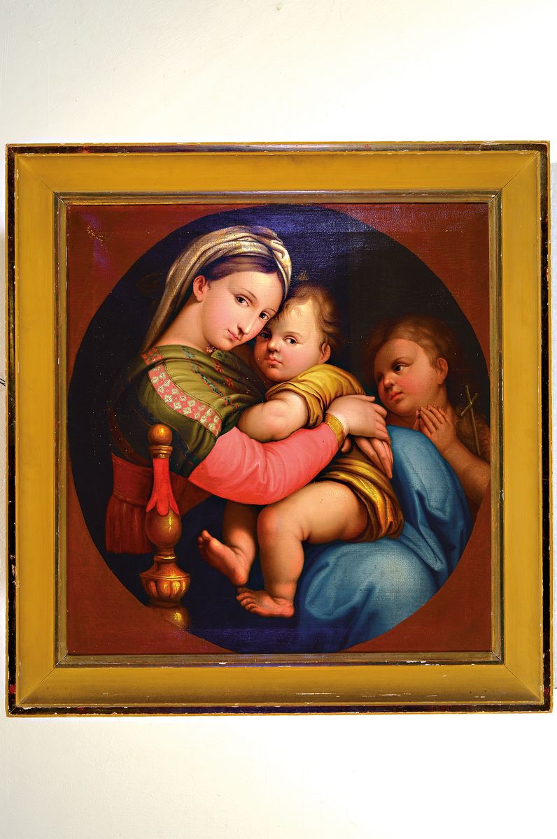 Detail k: Michael Kachler, 1806 St. Georgen-1875, Kopie nach Raffaels "Madonna della Seggiola", datiert Venedig 1826, Kopie nach einer tradierten ...