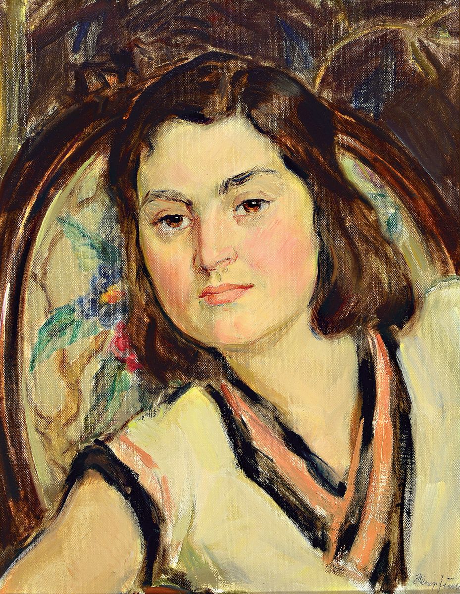 Wilhelm Hempfing, 1886 Schönau-1948 Karlsruhe, Porträt einer jungen Frau im Sessel, rechts unten signiert, Öl/Lwd, 50x40 cm, Rahmen 66x45 cm