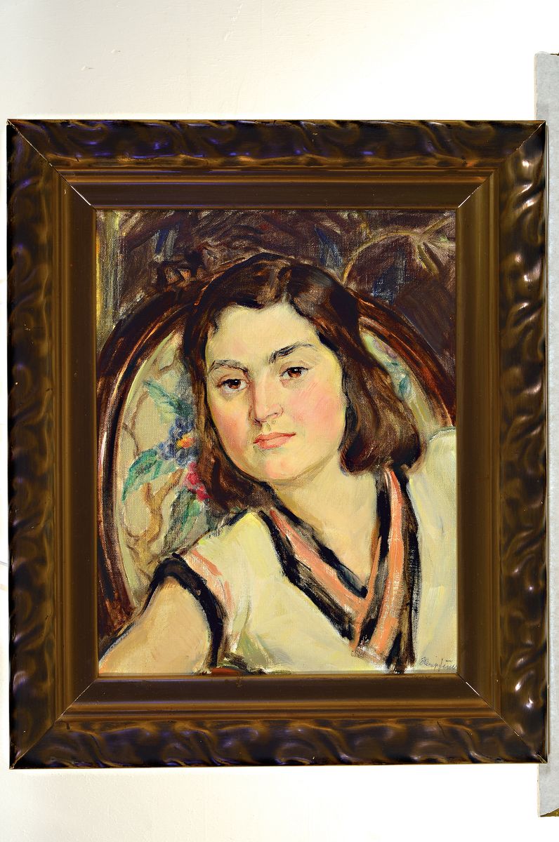 Detail k: Wilhelm Hempfing, 1886 Schönau-1948 Karlsruhe, Porträt einer jungen Frau im Sessel, rechts unten signiert, Öl/Lwd, 50x40 cm, Rahmen 66x45 cm