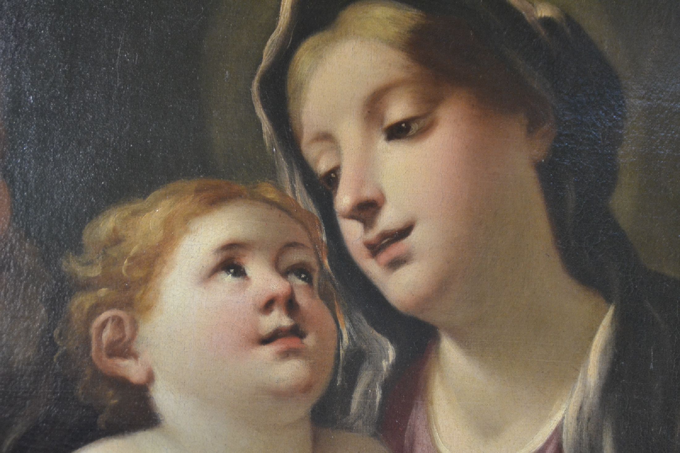 Detail c: Hl. Familie, Kopie nach Domenico Piola (1627 -1703), 19.Jh., unsigniert, Öl/Lwd, 92x72 cm, Rahmen 114x93 cm