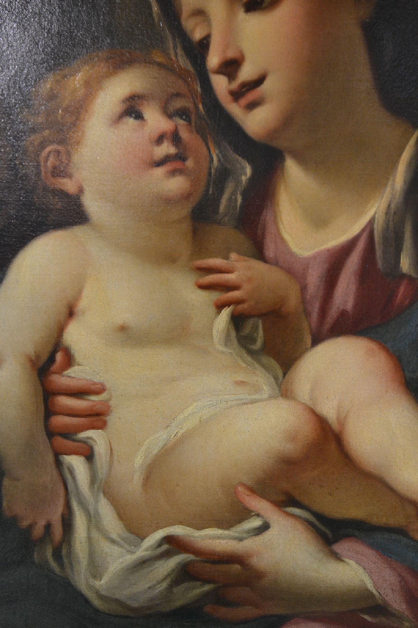 Detail d: Hl. Familie, Kopie nach Domenico Piola (1627 -1703), 19.Jh., unsigniert, Öl/Lwd, 92x72 cm, Rahmen 114x93 cm