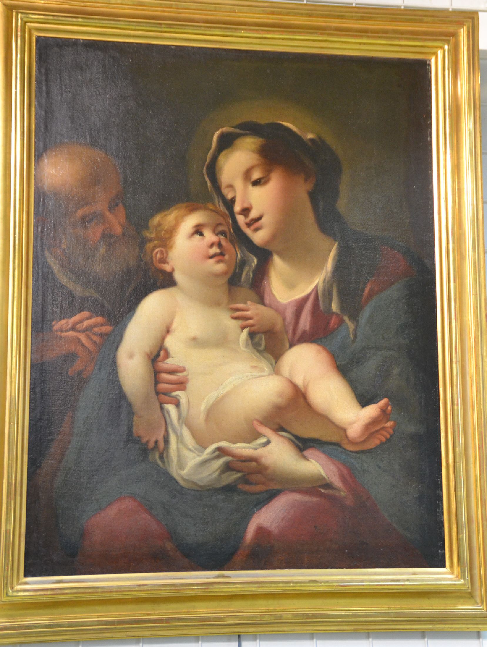 Detail f: Hl. Familie, Kopie nach Domenico Piola (1627 -1703), 19.Jh., unsigniert, Öl/Lwd, 92x72 cm, Rahmen 114x93 cm