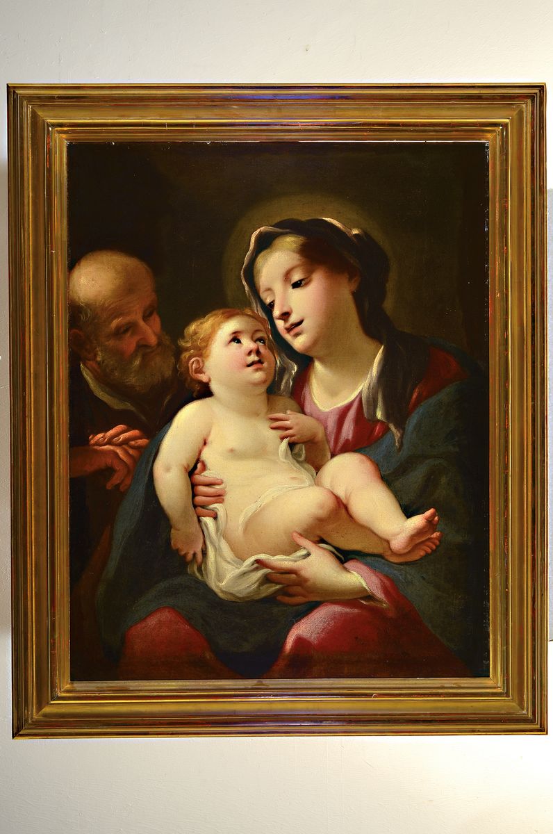 Detail k: Hl. Familie, Kopie nach Domenico Piola (1627 -1703), 19.Jh., unsigniert, Öl/Lwd, 92x72 cm, Rahmen 114x93 cm