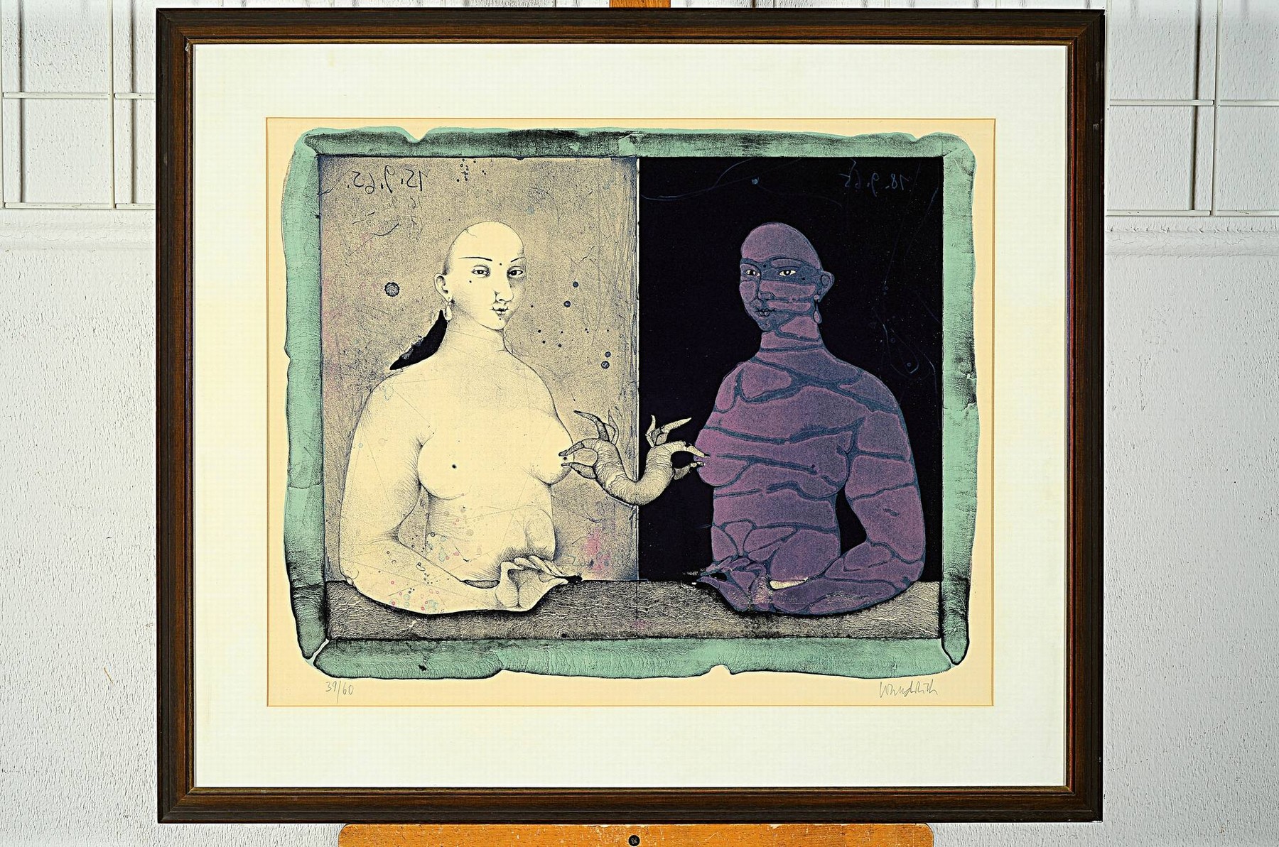 Detail k: Paul Wunderlich, 1927 Eberswalde-2010 Saint -Pierre-de-Vassols, Farblithographie, "Bosomfriends II (Goldfinger)", 1962, Ed. 39/60, ...