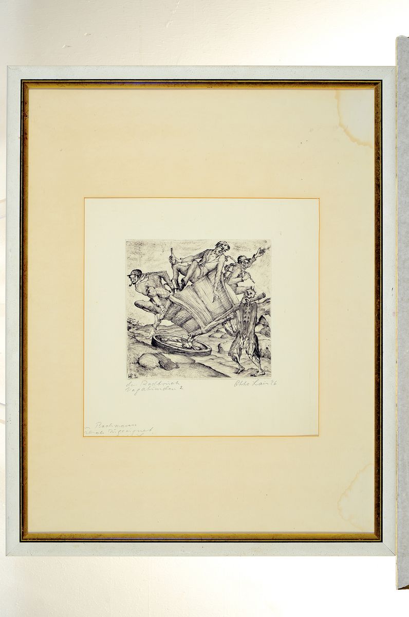 Detail k: Otto Lais, 1897 Wilferdingen-1988 Wegberg -Merbeck, Radierung, "de Radbrück Vagabunden 2", signiert und bez., Platte 20x20cm, ...