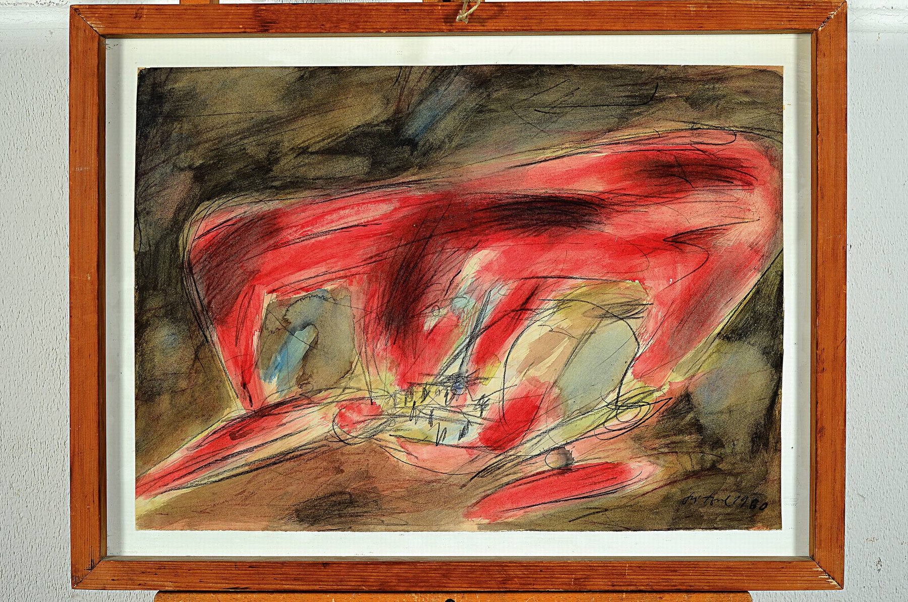Detail k: Herbert Kitzel, 1928 Halle/Saale-1978 Karlsruhe, Aquarell, abstrakt- gegenständliche Komposition, rechts unten signiert und datiert 1960, Blatt ...