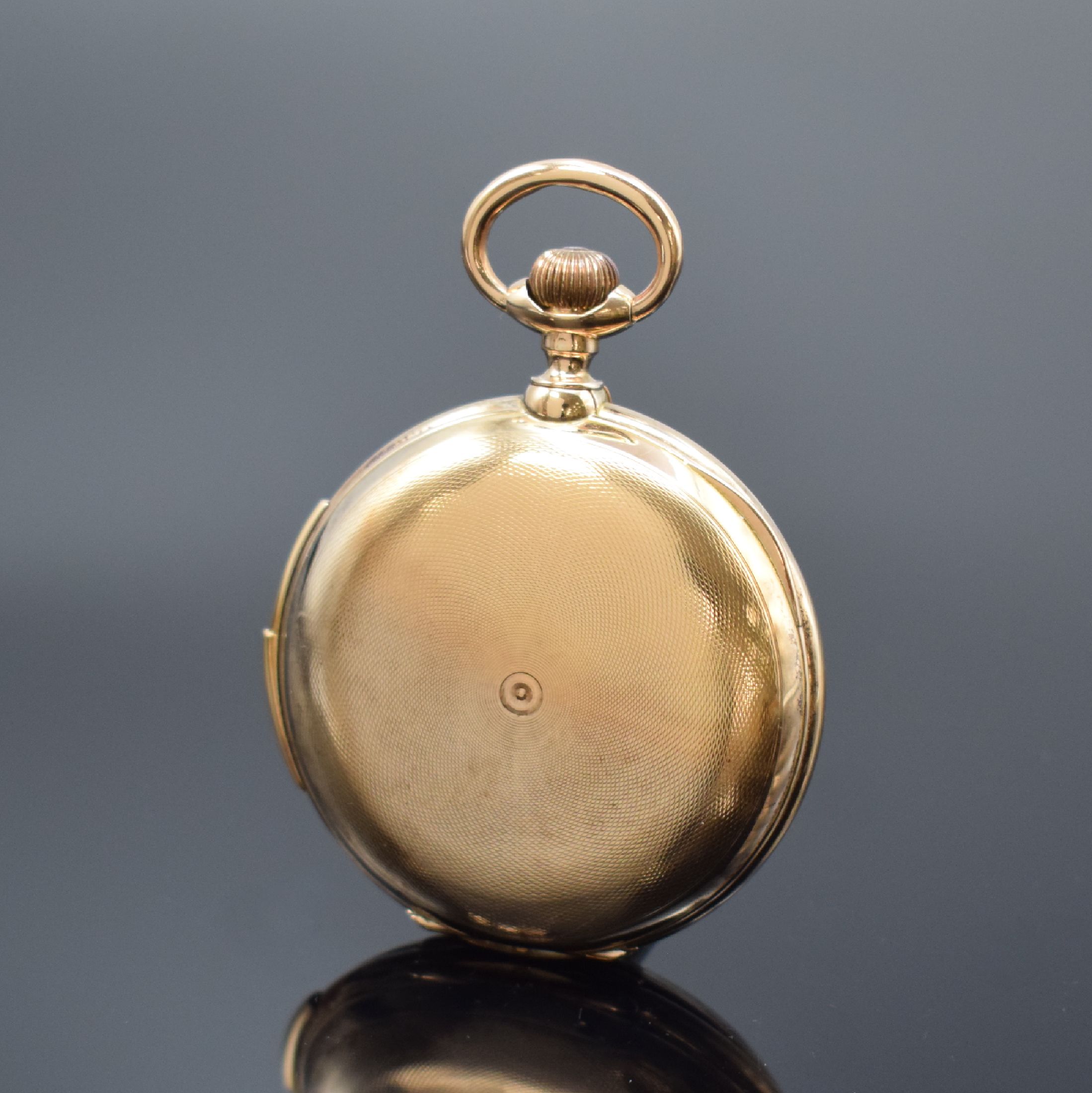 Detail c: LeCoultre & Co. Savonette in RoseG 750/000 mit 1/4-Stunden-Repetition, Schweiz um 1900, 3-Deckel Goldgeh. m. a-goutte Schlüssen, Sprungdeckel m. ...