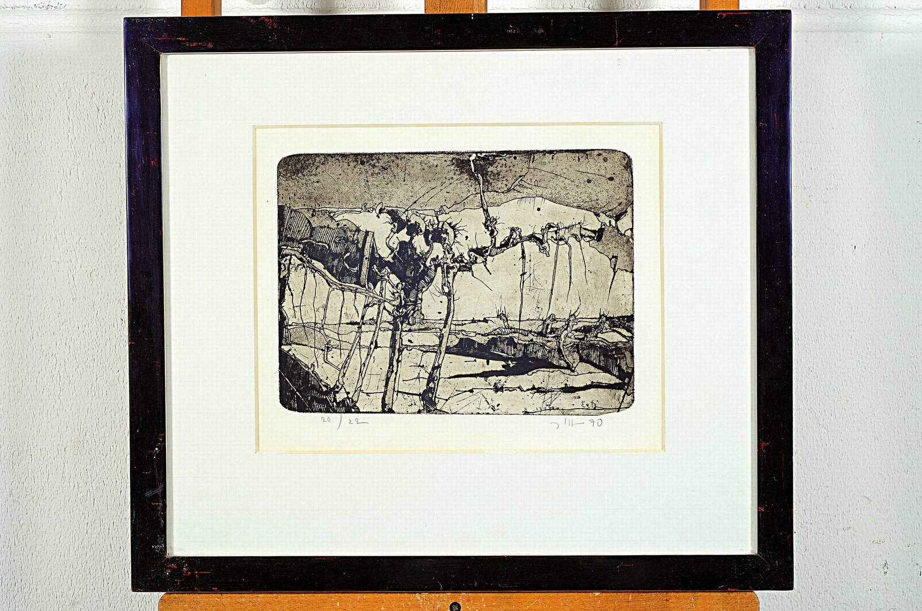 Horst Janssen, 1929-1995 Hamburg, Radierung,Landschaft bei Eetz, 1970, Ed. 20/22, handsigniert und datiert 70, Platte 22x29 cm, unter PP und Glas ...
