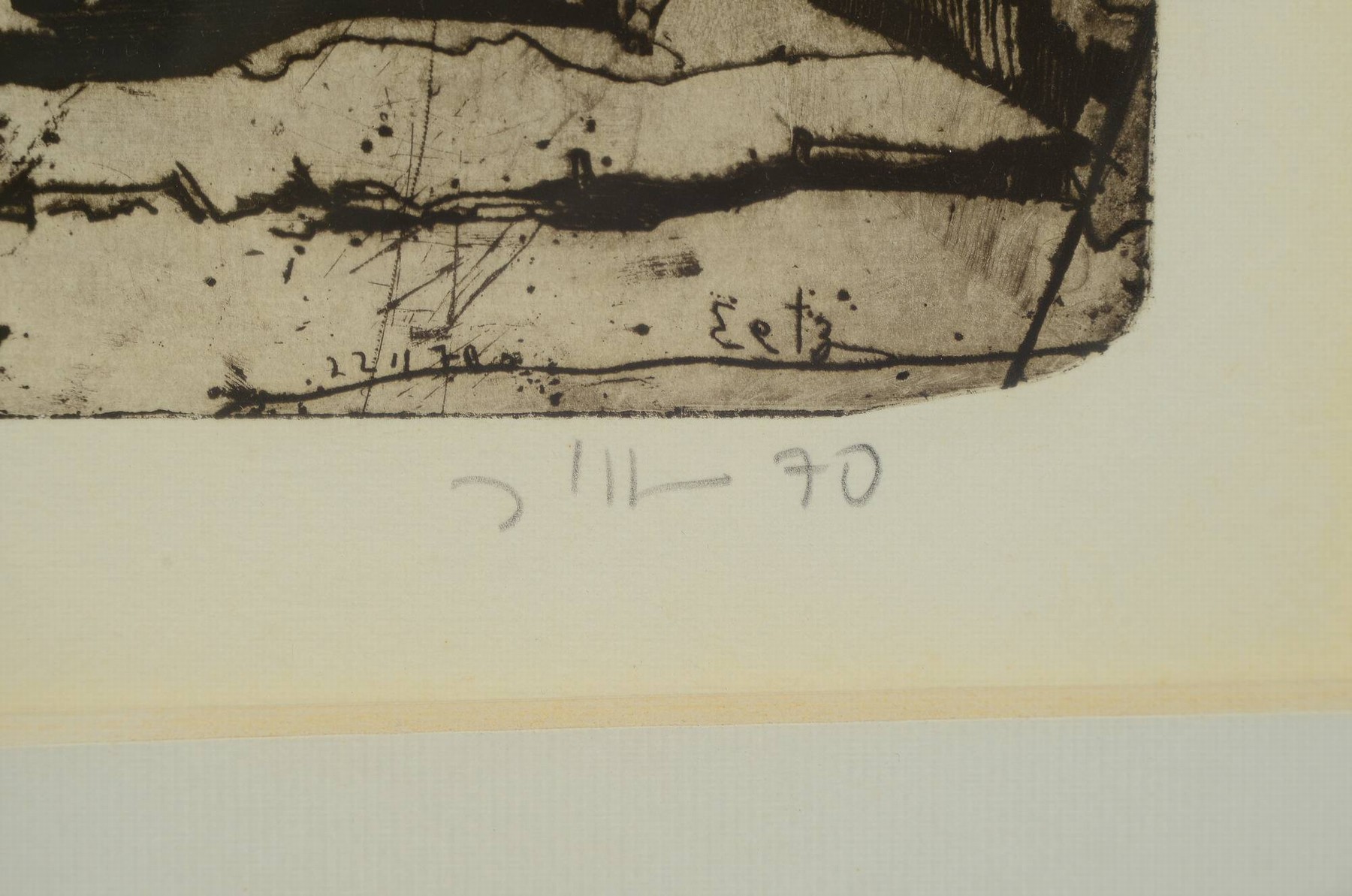 Detail a: Horst Janssen, 1929-1995 Hamburg, Radierung,Landschaft bei Eetz, 1970, Ed. 20/22, handsigniert und datiert 70, Platte 22x29 cm, unter PP und Glas ...
