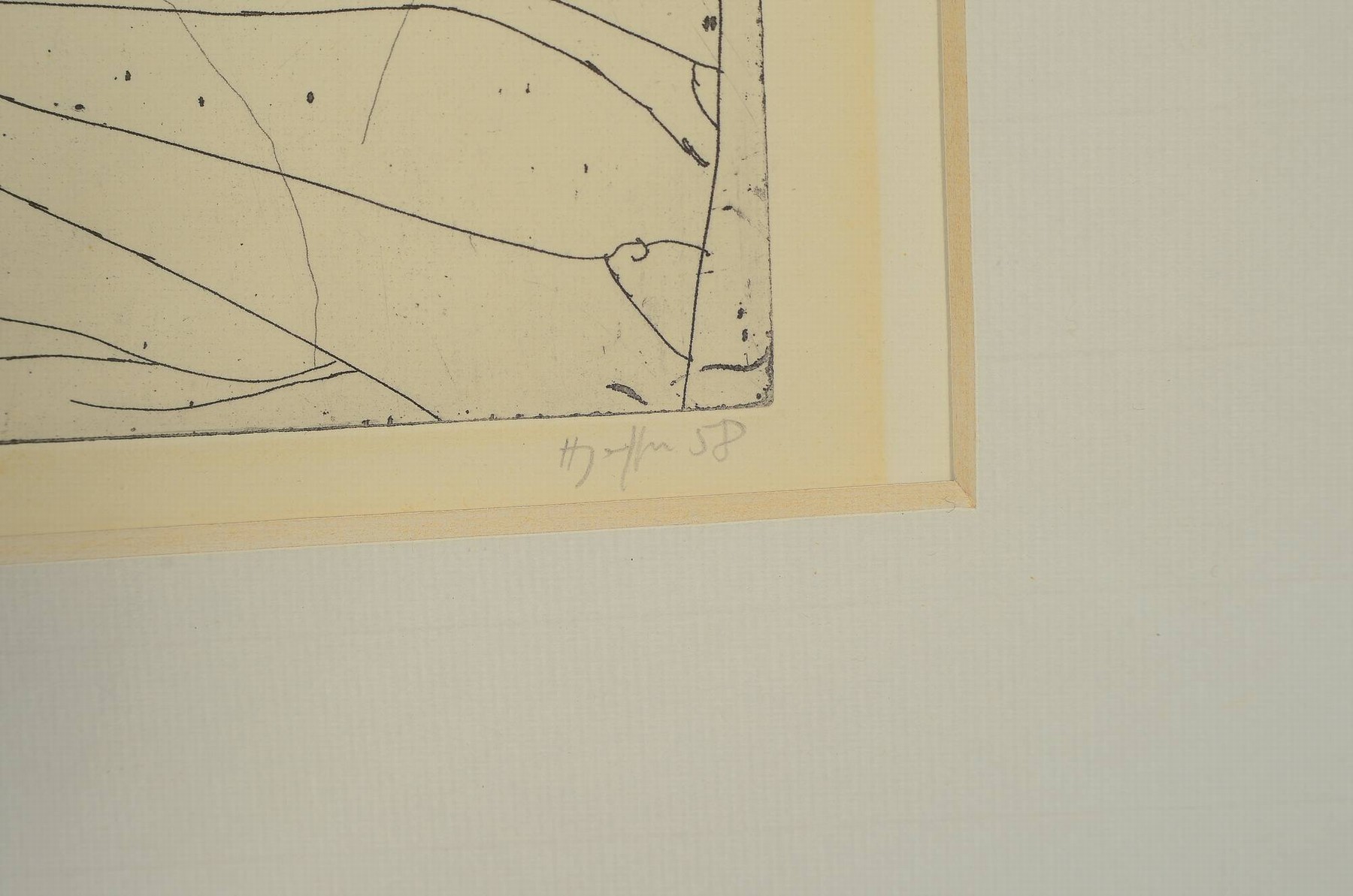 Detail a: Horst Janssen, 1929-1995 Hamburg, Radierung,"Don Quichote", 1958, Ed. 15/20, Blatt 54x44 cm, unter Glas gerahmt 86x65 cm.