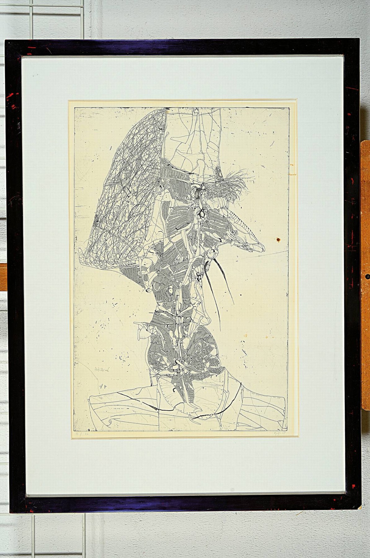 Detail k: Horst Janssen, 1929-1995 Hamburg, Radierung,"Don Quichote", 1958, Ed. 15/20, Blatt 54x44 cm, unter Glas gerahmt 86x65 cm.