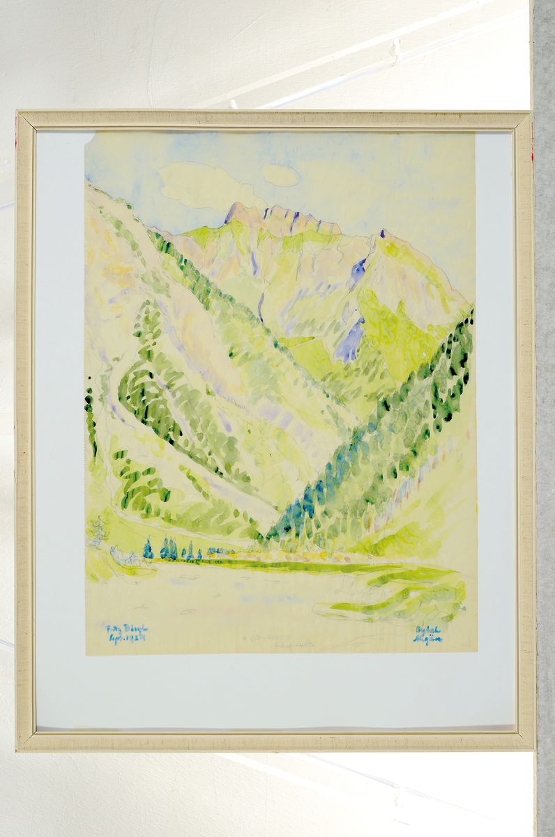 Detail k: Fritz Bleyl, 1880 Zwickau-1966 Bad Iburg, Aquarell und Bleistift auf Pergamentpapier, "Oytal Algäu" so bez., datiert "Sept. ...