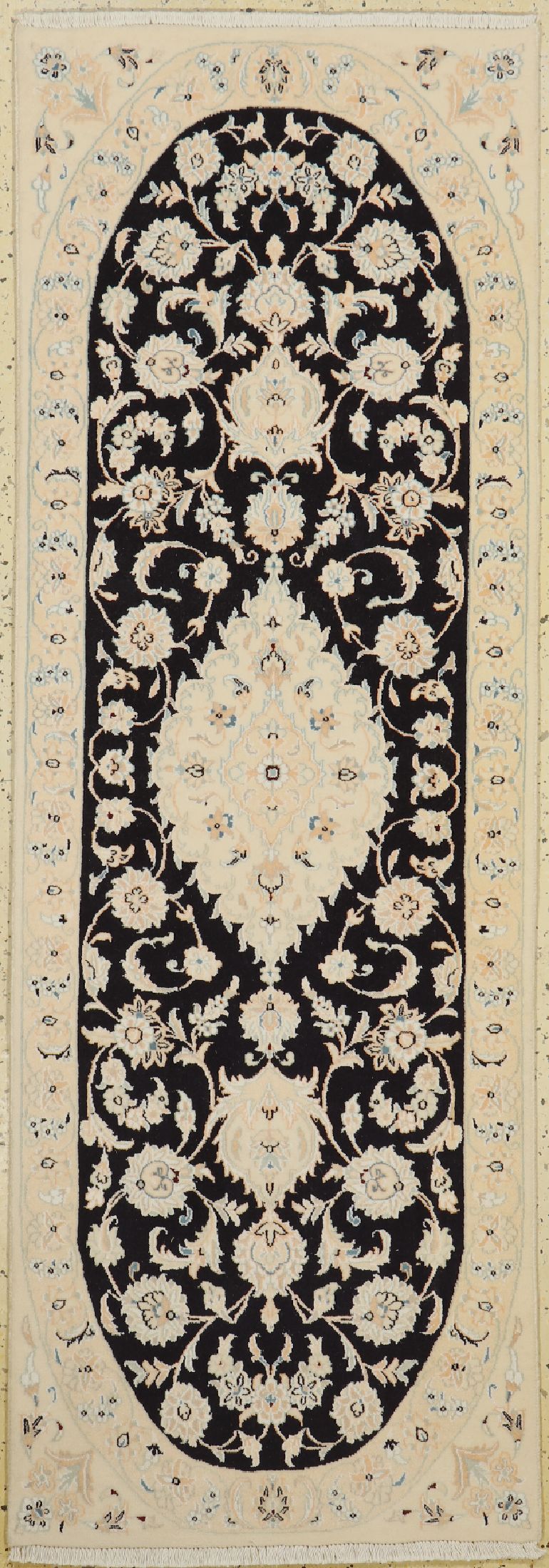 Nain fein(9 La), Persien, ca. 30 Jahre, Korkwolle mit Seide, ca. 208 x 71 cm, ca. 500.000 Kn/qm, EHZ: 1-2