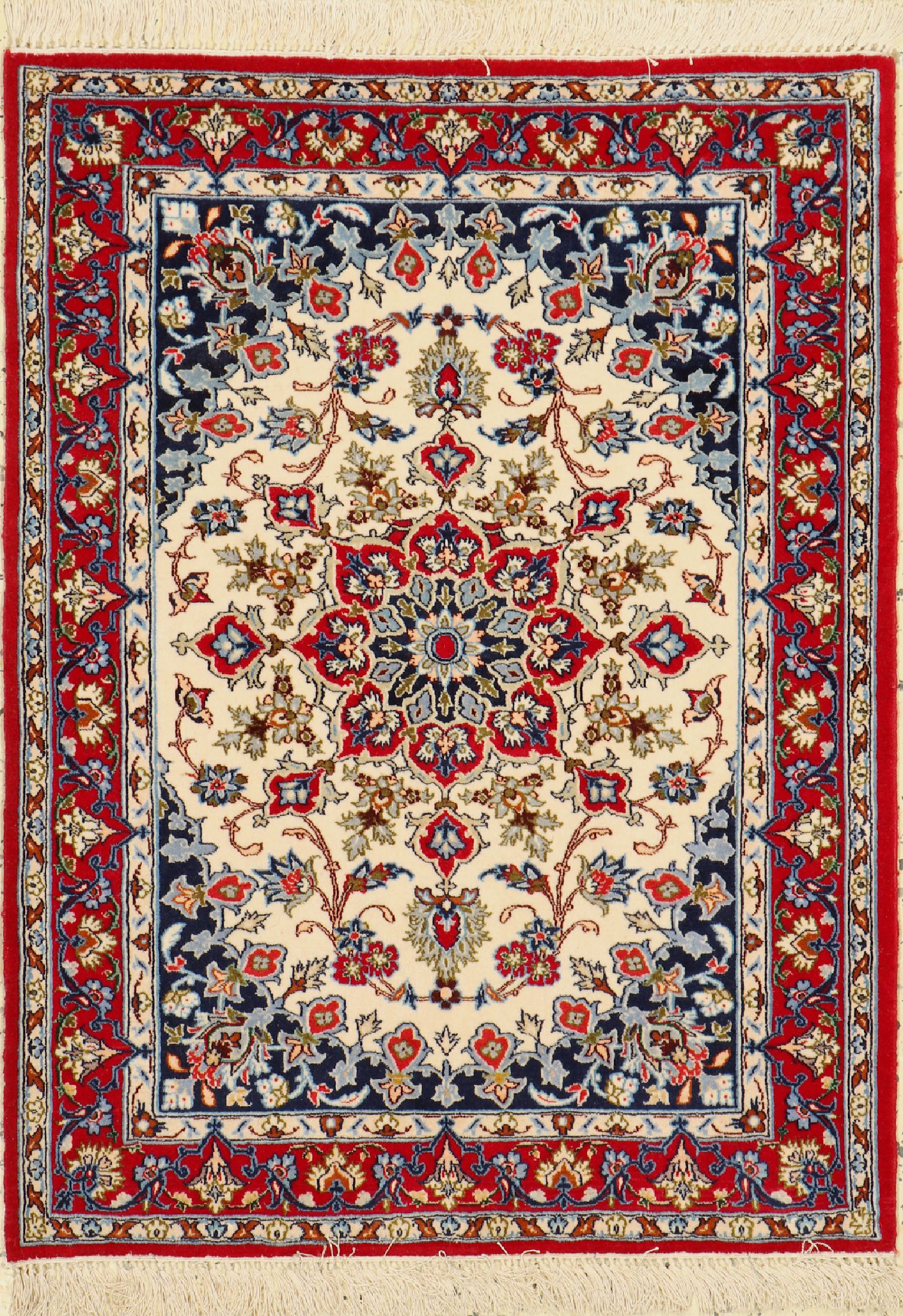 Esfahan fein, Persien, ca. 40 Jahre, Korkwolle auf Seide, ca. 96 x 72 cm, EHZ: 1-2