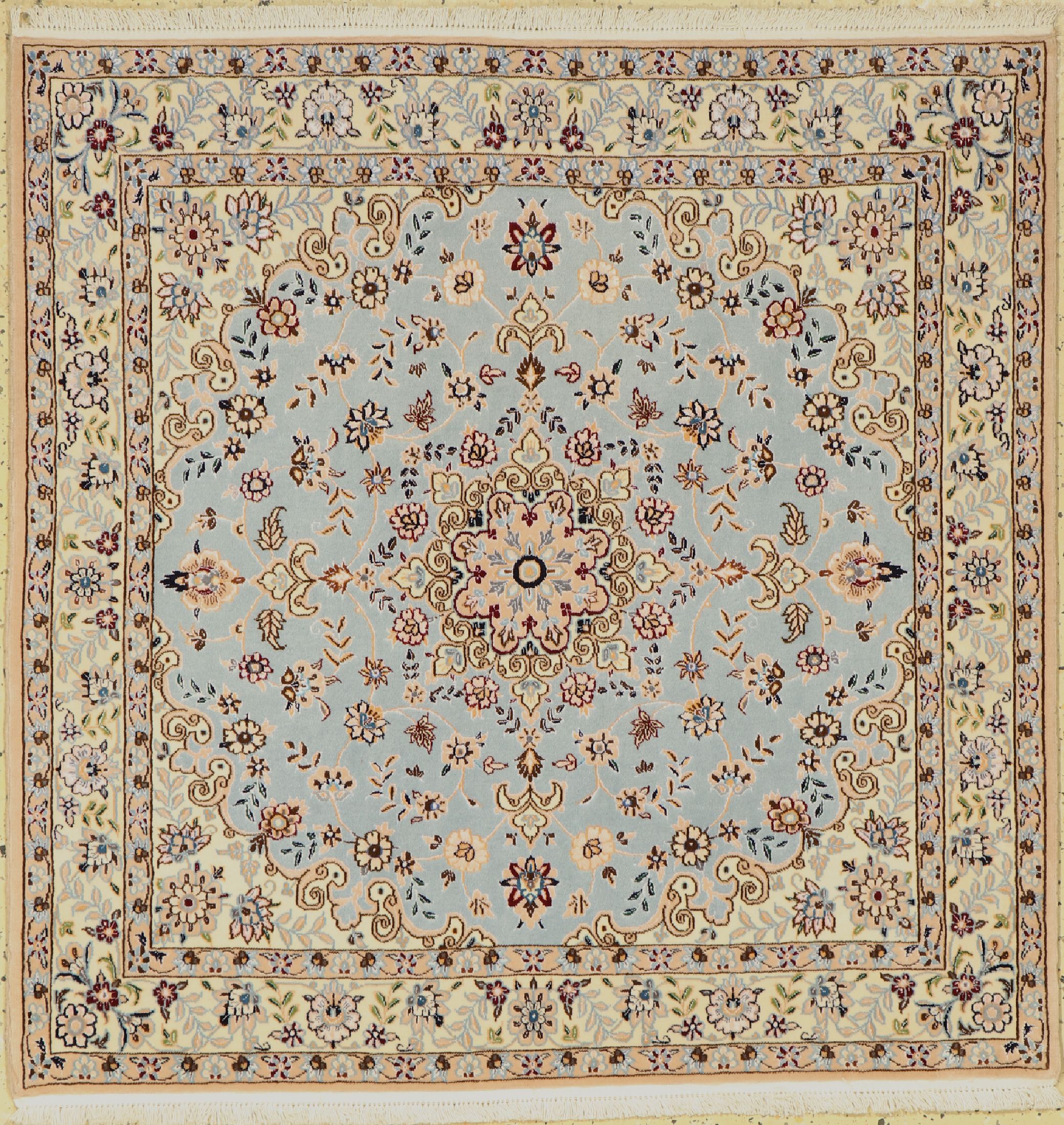 Nain fein(6 La), Persien, ca. 30 Jahre, Korkwolle mit Seide, ca. 105 x 105 cm, EHZ: 1-2