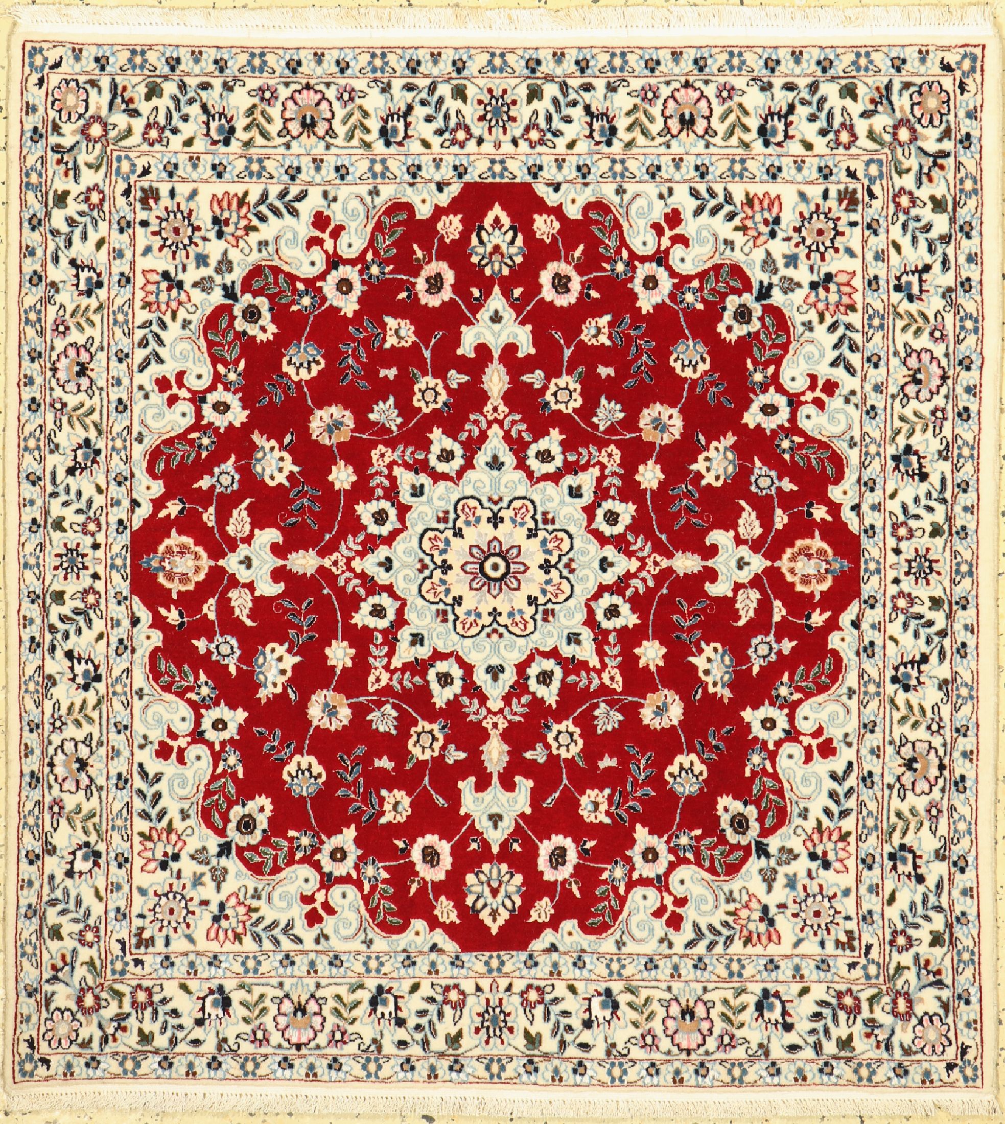 Nain fein(6 La), Persien, ca. 30 Jahre, Korkwolle mit Seide, ca. 107 x 101 cm, EHZ: 1-2