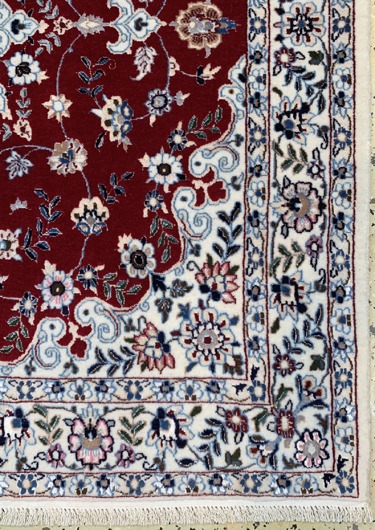 Detail a: Nain fein(6 La), Persien, ca. 30 Jahre, Korkwolle mit Seide, ca. 107 x 101 cm, EHZ: 1-2