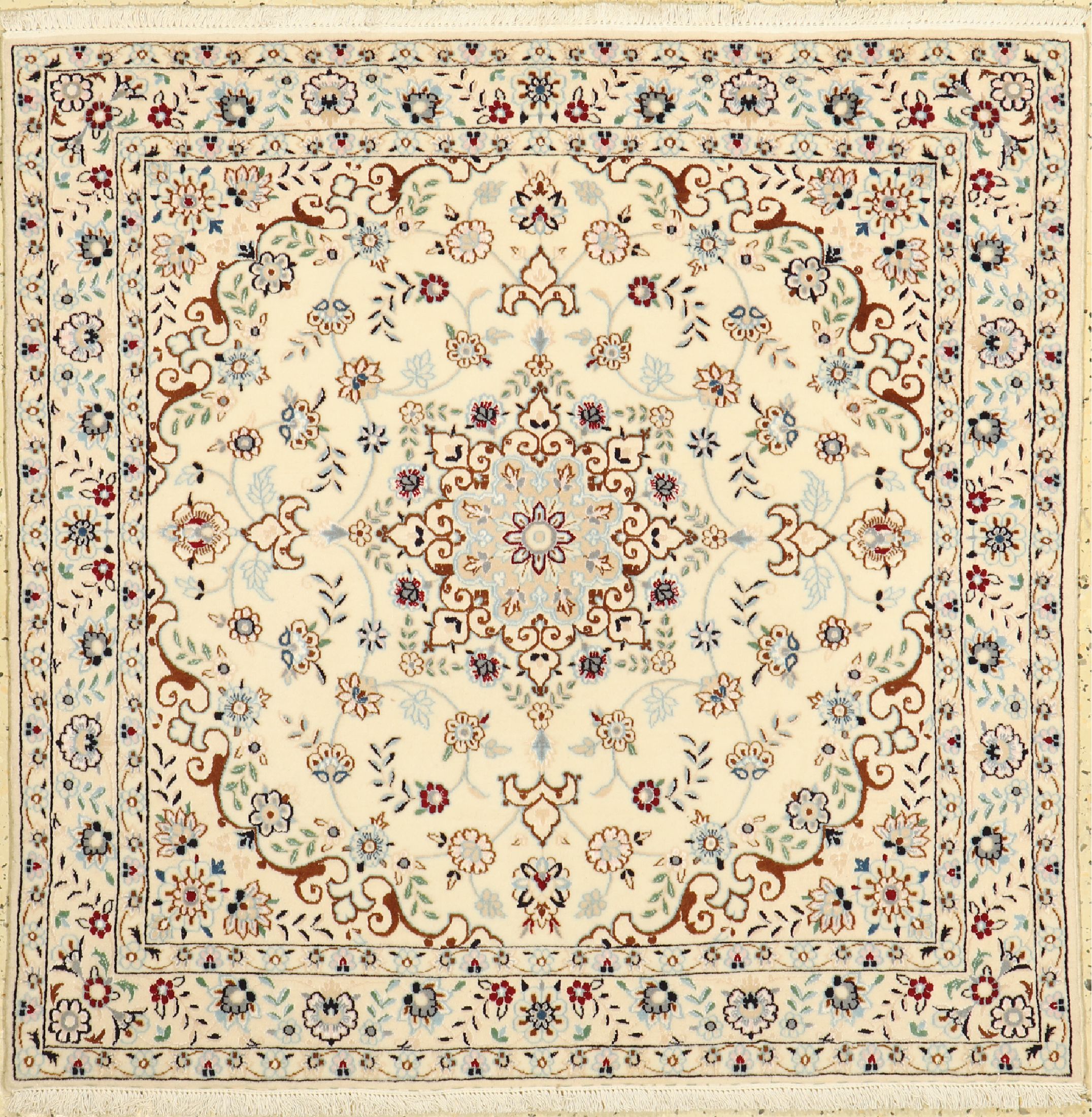 Nain fein(6 La), Persien, ca. 30 Jahre, Korkwolle mit Seide, ca. 104 x 102 cm, EHZ: 1-2