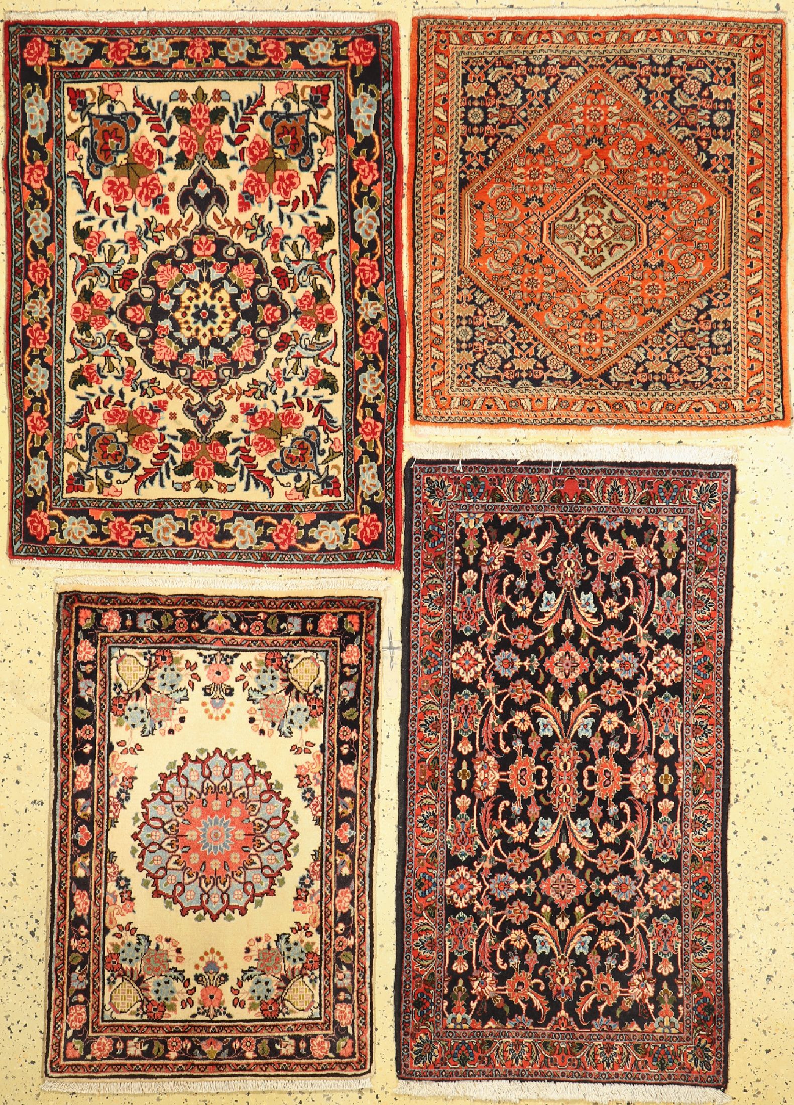 4 Lots Bidjar fein, Persien, ca. 40 Jahre, Korkwolle auf Baumwolle, ca. 120 x 70 cm, EHZ:1-2