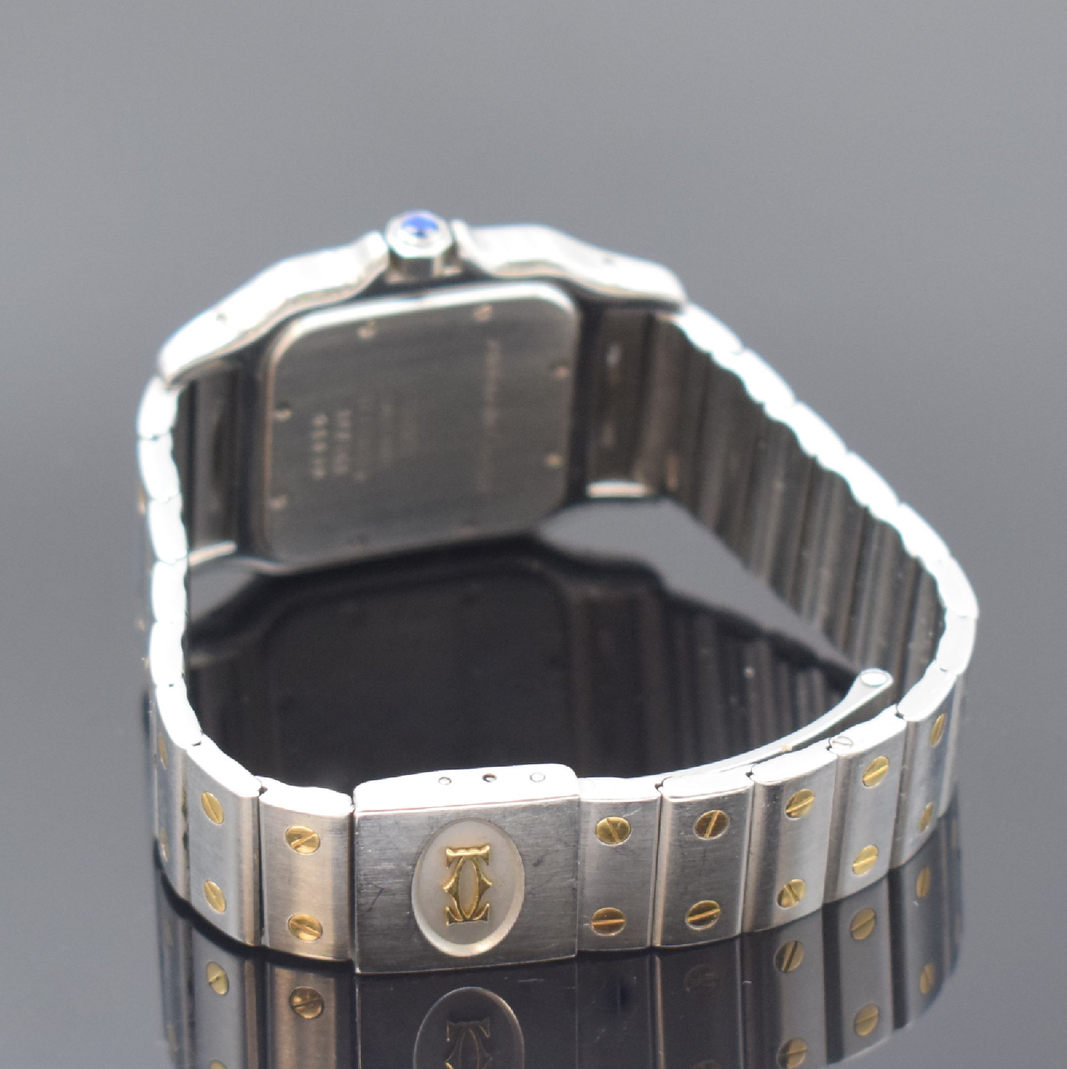 Detail b: CARTIER Armbanduhr Santos Galbee Referenz 187901, Schweiz um 1995, quarz, Edelstahl/Gold kombiniert inkl. Gliederband m. Faltschl., Schmuckkrone, ...