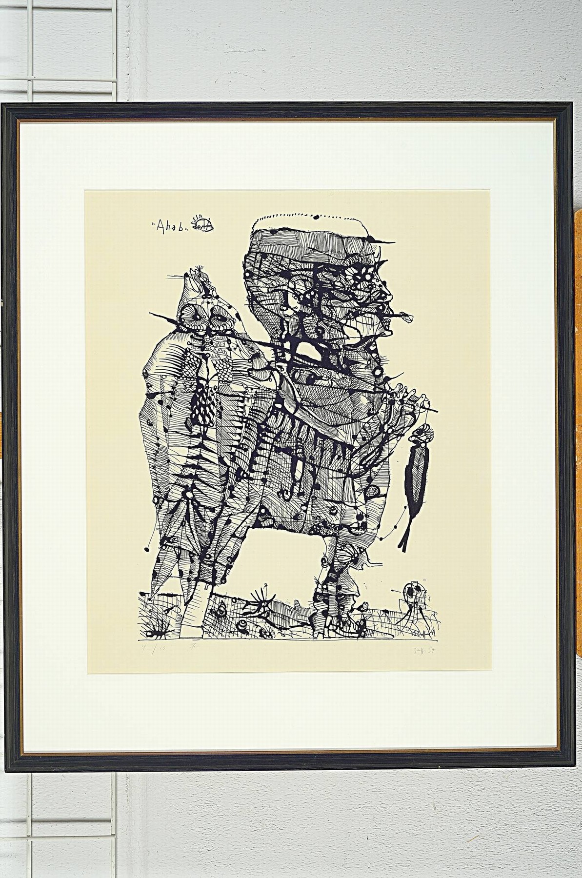Detail k: Horst Janssen, 1929-1995 Hamburg, Lithographie, "Ahab", 1957, Ed. 7/10, 47x33 cm unter PP und Glas gerahmt, 74x63 cm