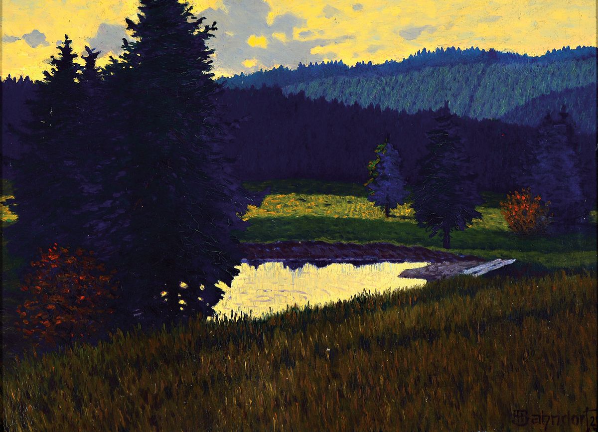 Heribert Bahndorf, 1877 Leipzig-1958 Friedrichroda, "Im Selketal", 1923, Öl/Holzfaserplatte, rechts unten signiert und datiert, 31x41 cm, ...