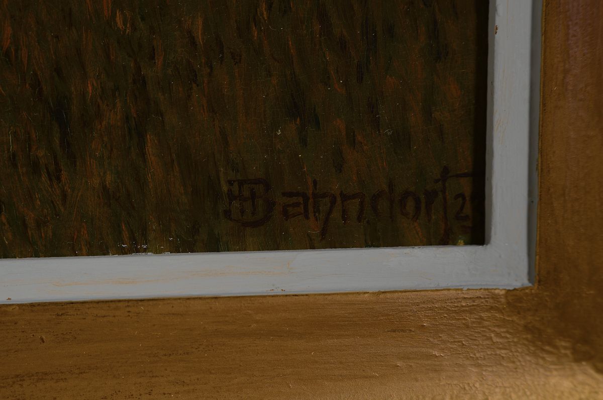 Detail a: Heribert Bahndorf, 1877 Leipzig-1958 Friedrichroda, "Im Selketal", 1923, Öl/Holzfaserplatte, rechts unten signiert und datiert, 31x41 cm, ...