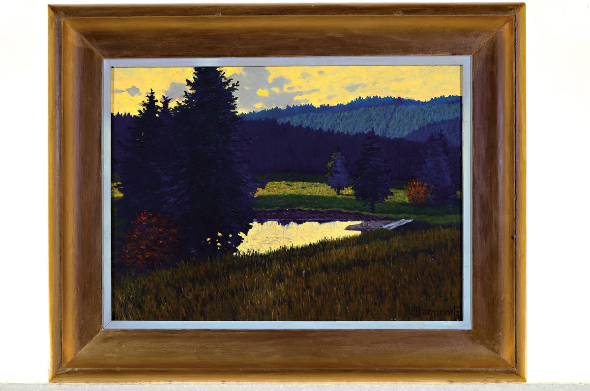 Detail k: Heribert Bahndorf, 1877 Leipzig-1958 Friedrichroda, "Im Selketal", 1923, Öl/Holzfaserplatte, rechts unten signiert und datiert, 31x41 cm, ...