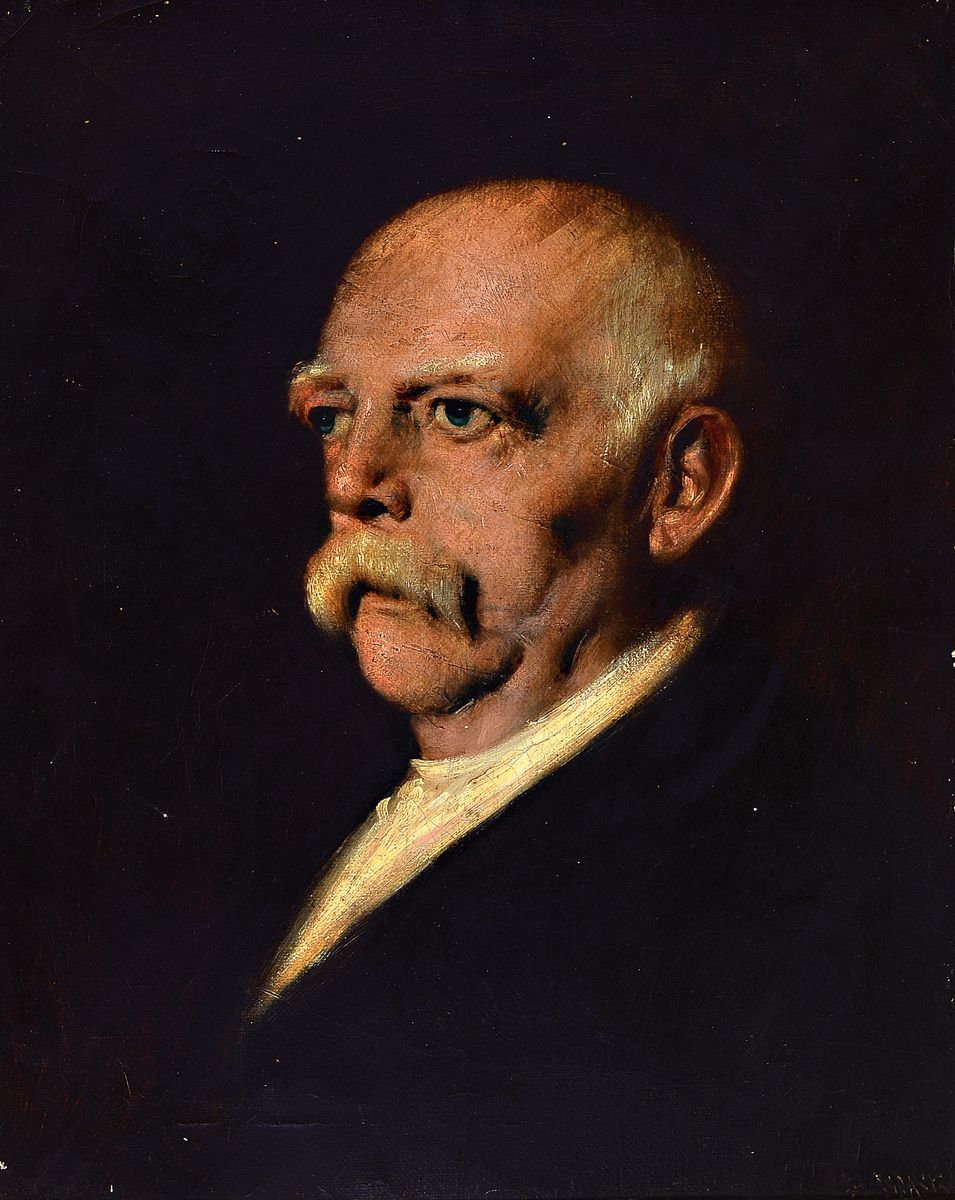 H. Noack, Künstler des frühen 20.Jh., Bildnis Otto von Bismarck, rechts unten signiert, Öl/Lwd, Jugendstilrahmen 66x55 cm
