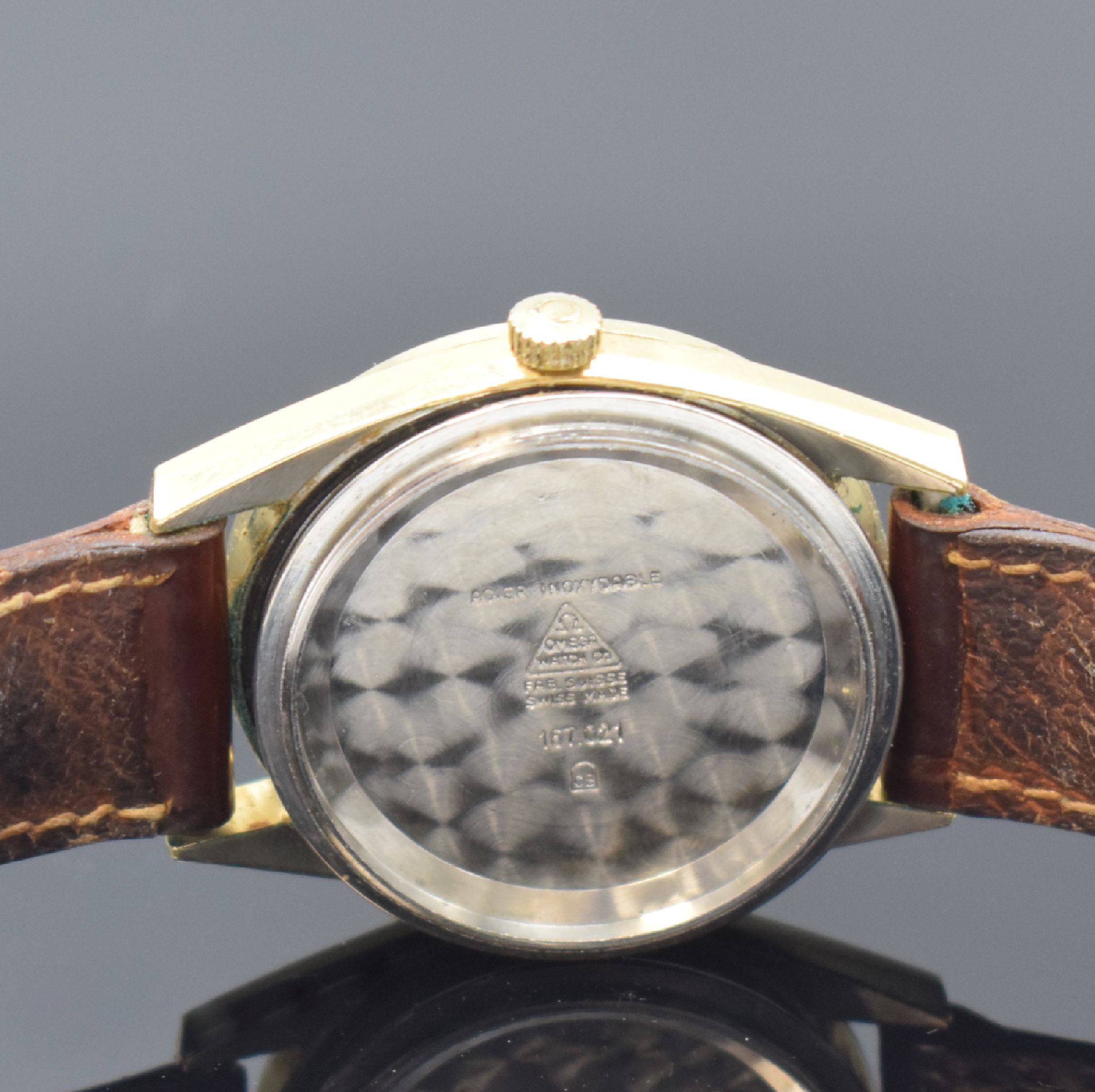 Detail g: OMEGA Constellation Herrenarmbanduhr Chronometer Referenz 167.021, Schweiz um 1968, Automatik, Edelstahlgeh. m. Goldhaube, verschr. Boden m. ...