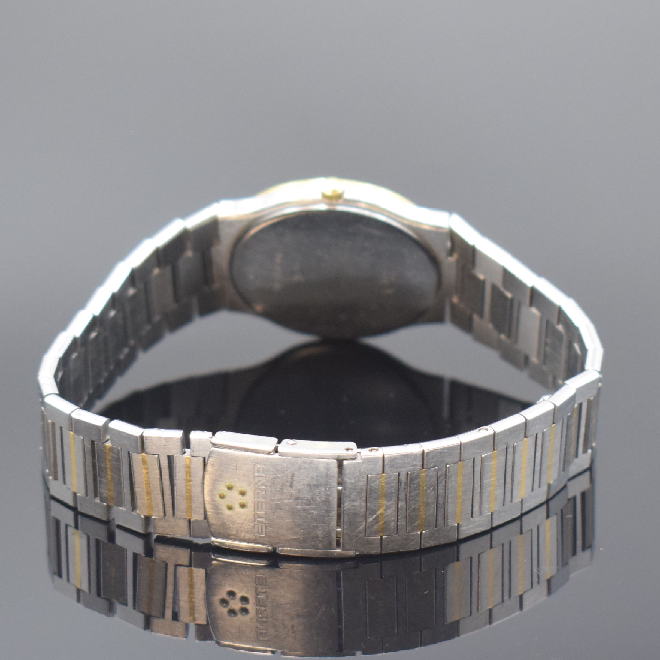 Detail b: ETERNA Royal Quartz Armbanduhr mit Diamanten in Stahl/Gold Referenz 156.4244.45, Schweiz um 1990, quarz, orig. Gliederband m. Faltschl., Boden ...