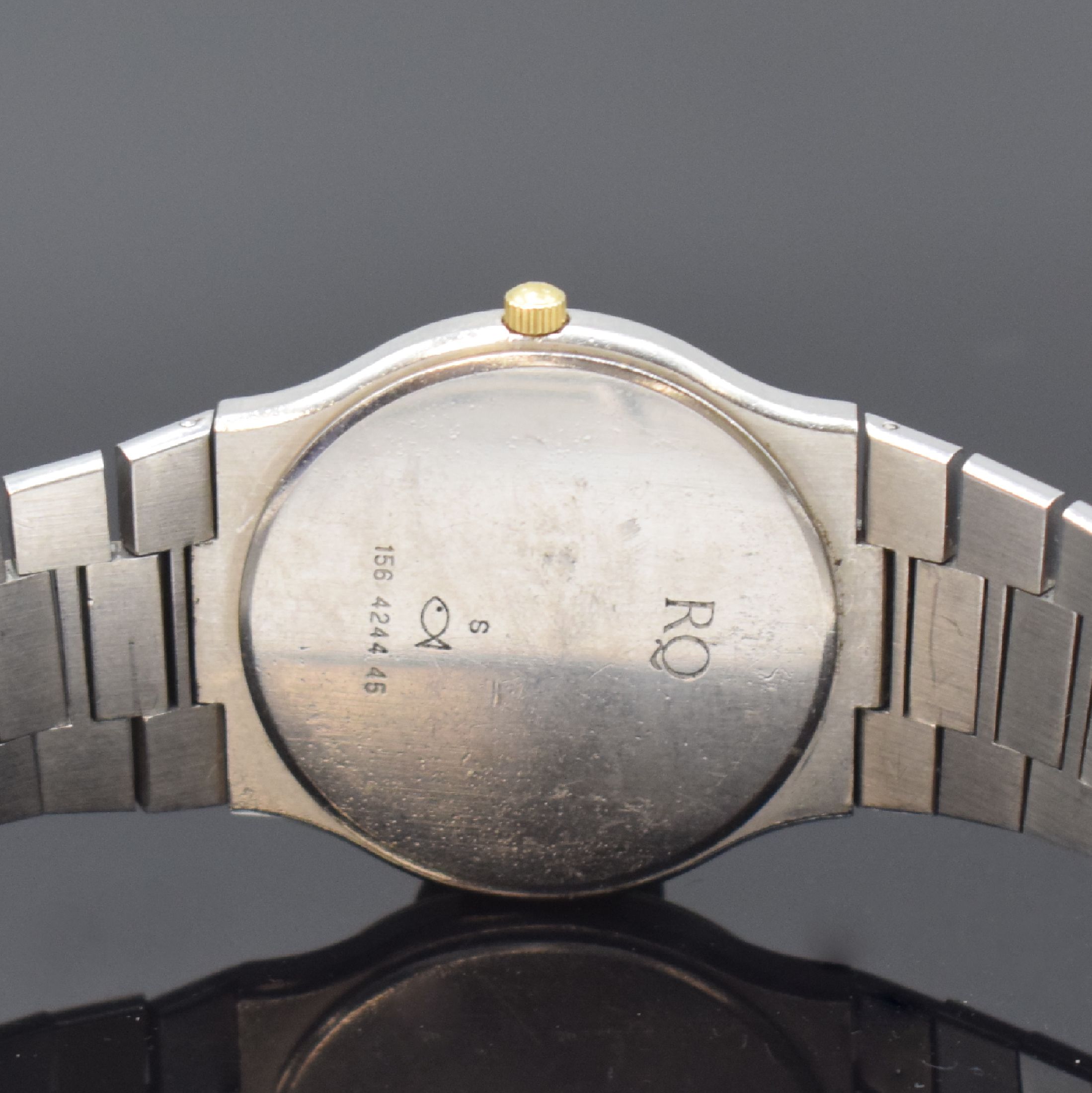 Detail d: ETERNA Royal Quartz Armbanduhr mit Diamanten in Stahl/Gold Referenz 156.4244.45, Schweiz um 1990, quarz, orig. Gliederband m. Faltschl., Boden ...