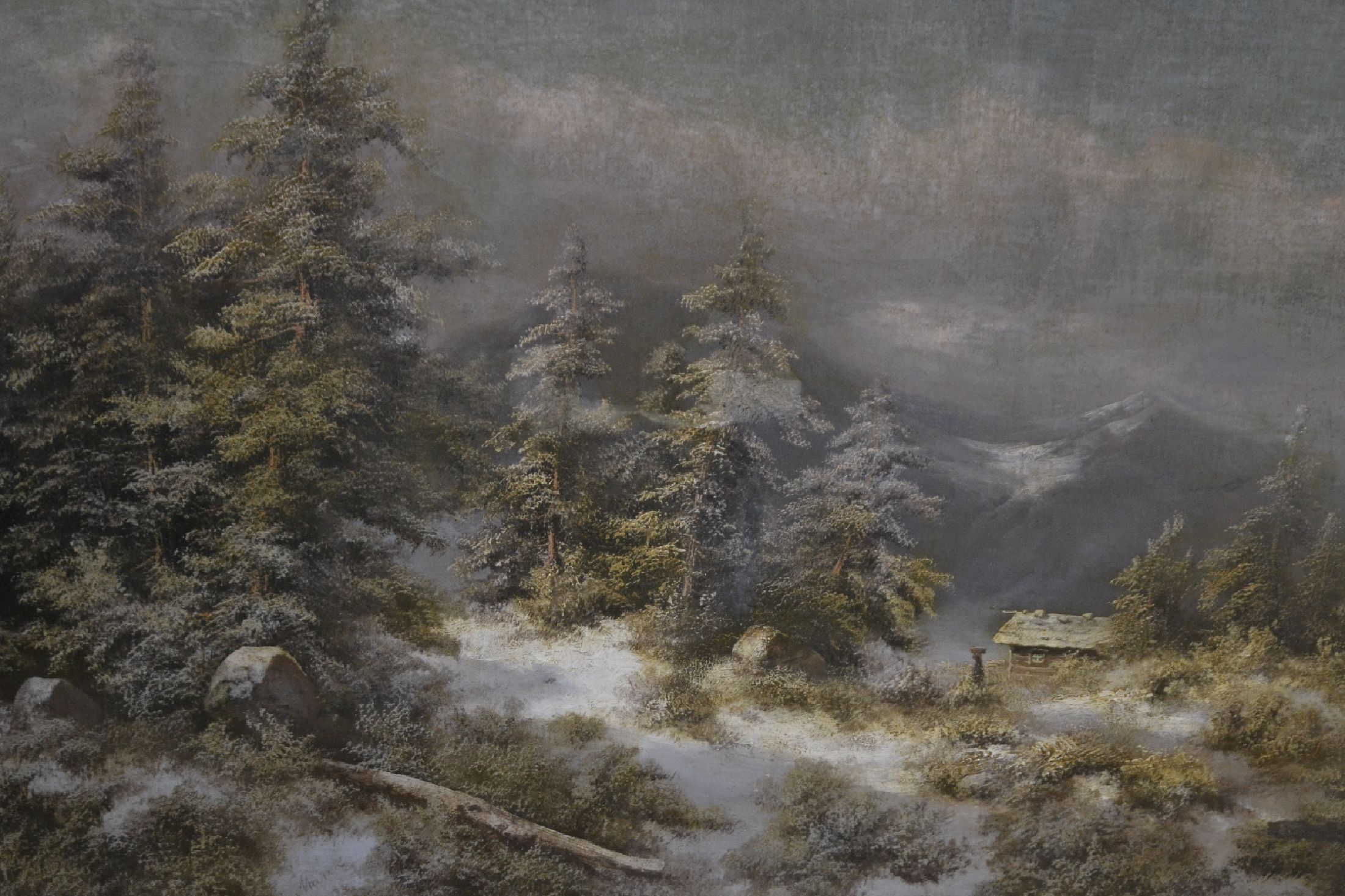 Detail c: Hans Marek, 1923-2006, Münchner Schule, sonnenbeschienene Winterlandschaft, mittig unten signiert, Öl/Platte, vergoldeter Prunkrahmen, ...