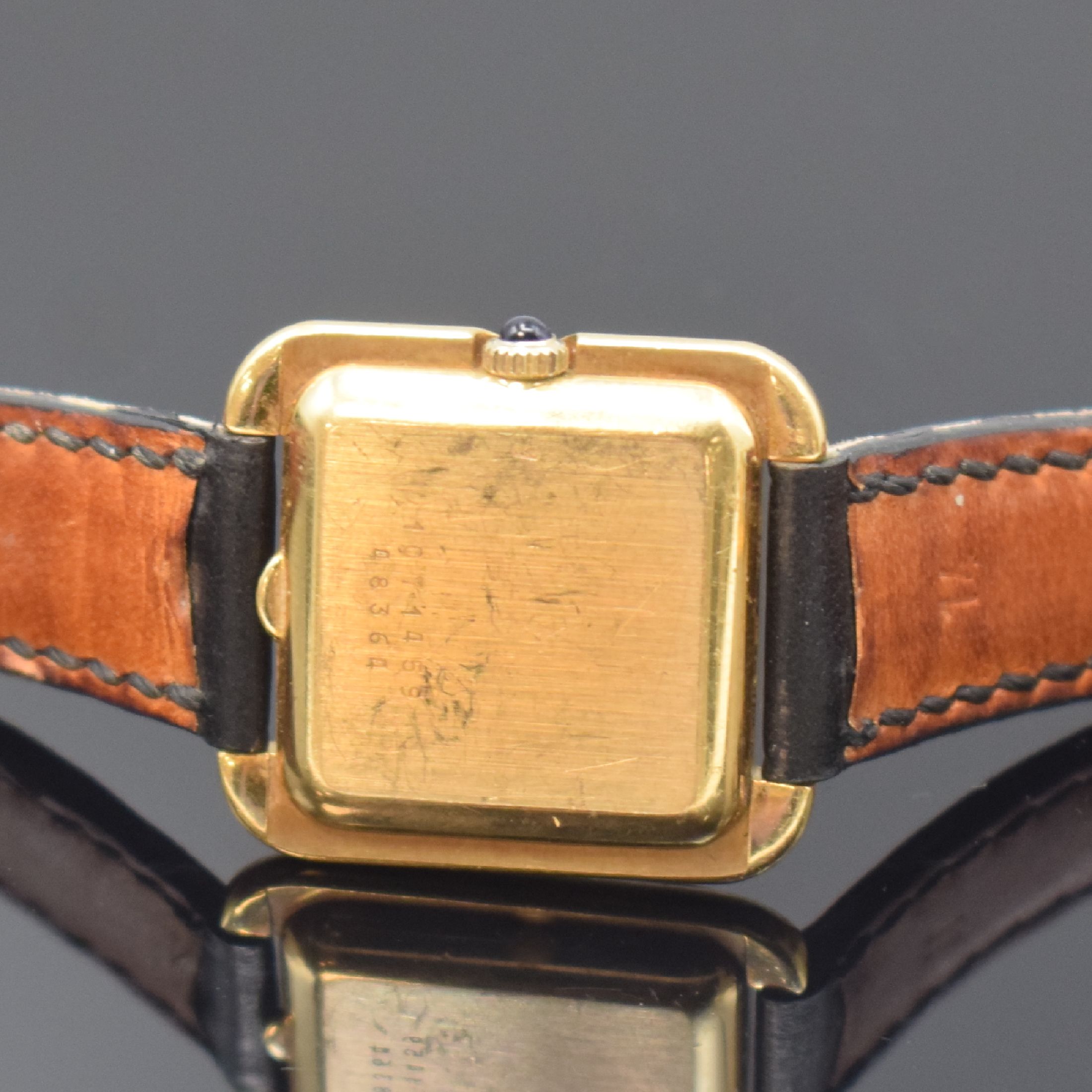 Detail c: BAUME & MERCIER Damenarmbanduhr in GG 750/000 Referenz 48364, Schweiz um 1980, quarz, 2- teil. gestuftes Gehäuse, Boden aufgedr., Krone mit ...