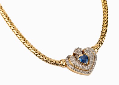 26679960a - 14 kt gold sapphire-brilliant-necklace