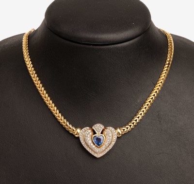 26679960b - 14 kt gold sapphire-brilliant-necklace