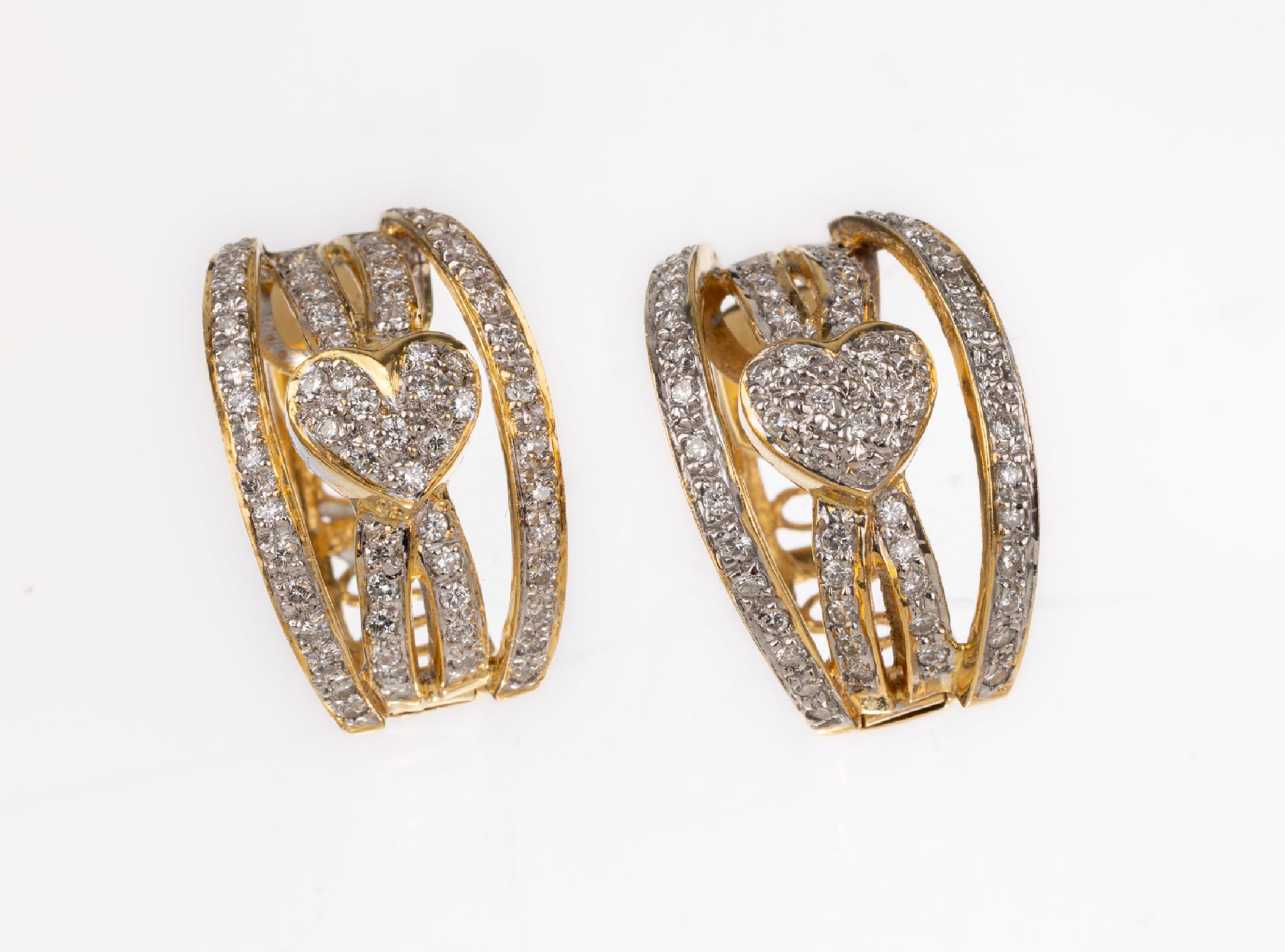 Paar 18 kt Gold Brillant-Ohrstecker, GG/WG 750/000, Brillanten zus. ca. 1.50 ct Weiß/si, ca. 10.7 g