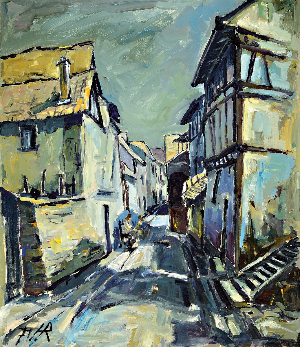 Heinz Reiss, 1923 - 2012 Haßloch, "Pfälzer Dorf", Öl/Lwd, signiert, 60 x 70 cm, Rahmen