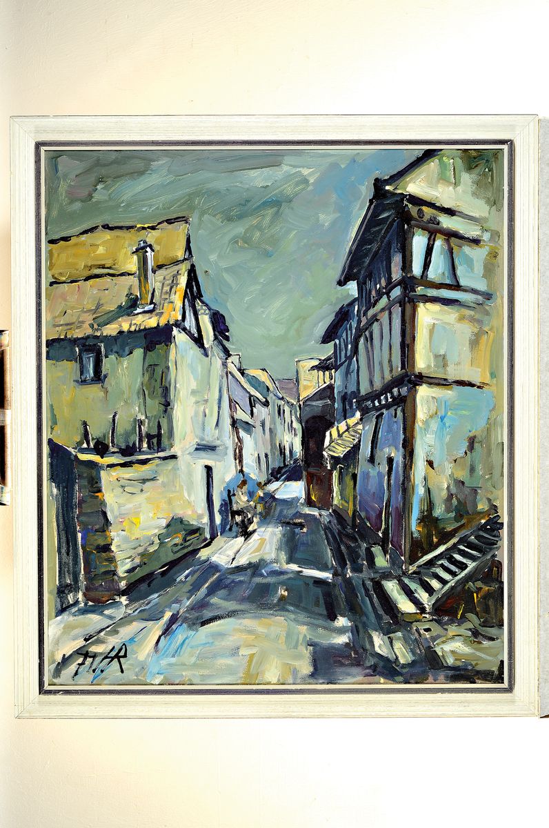 Detail k: Heinz Reiss, 1923 - 2012 Haßloch, "Pfälzer Dorf", Öl/Lwd, signiert, 60 x 70 cm, Rahmen
