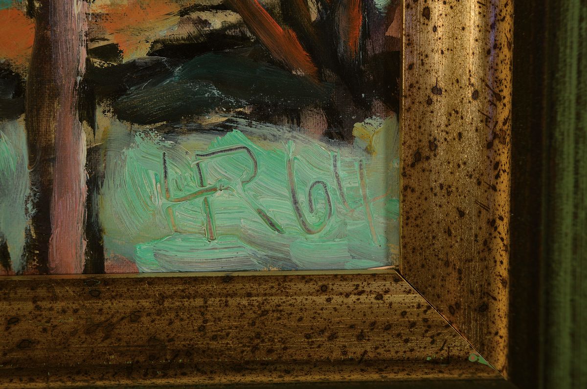 Detail b: Heinz Reiss, 1923- 2012 Hassloch, Badende am Altrhein und Boote am Altrhein, zwei Ölgemälde, Öl/Platte, beide signiert, ca. 30 x 40 cm, l. ...