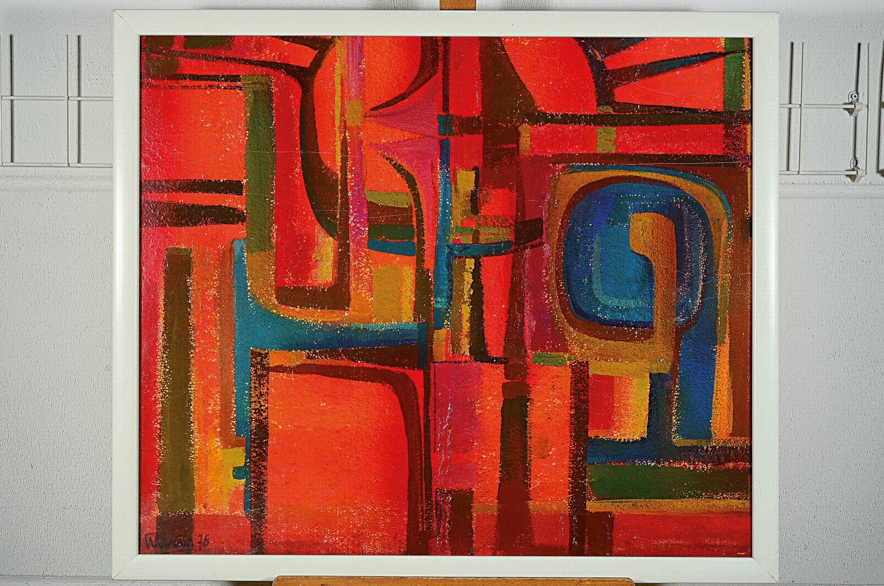Detail k: Erich Schug, 1906 Ludwigshafen - 1982 Bad Dürkheim, "Moderne Komposition", dat. 1976, Acryl/Stryropor, vorderseitig signiert und datiert ...