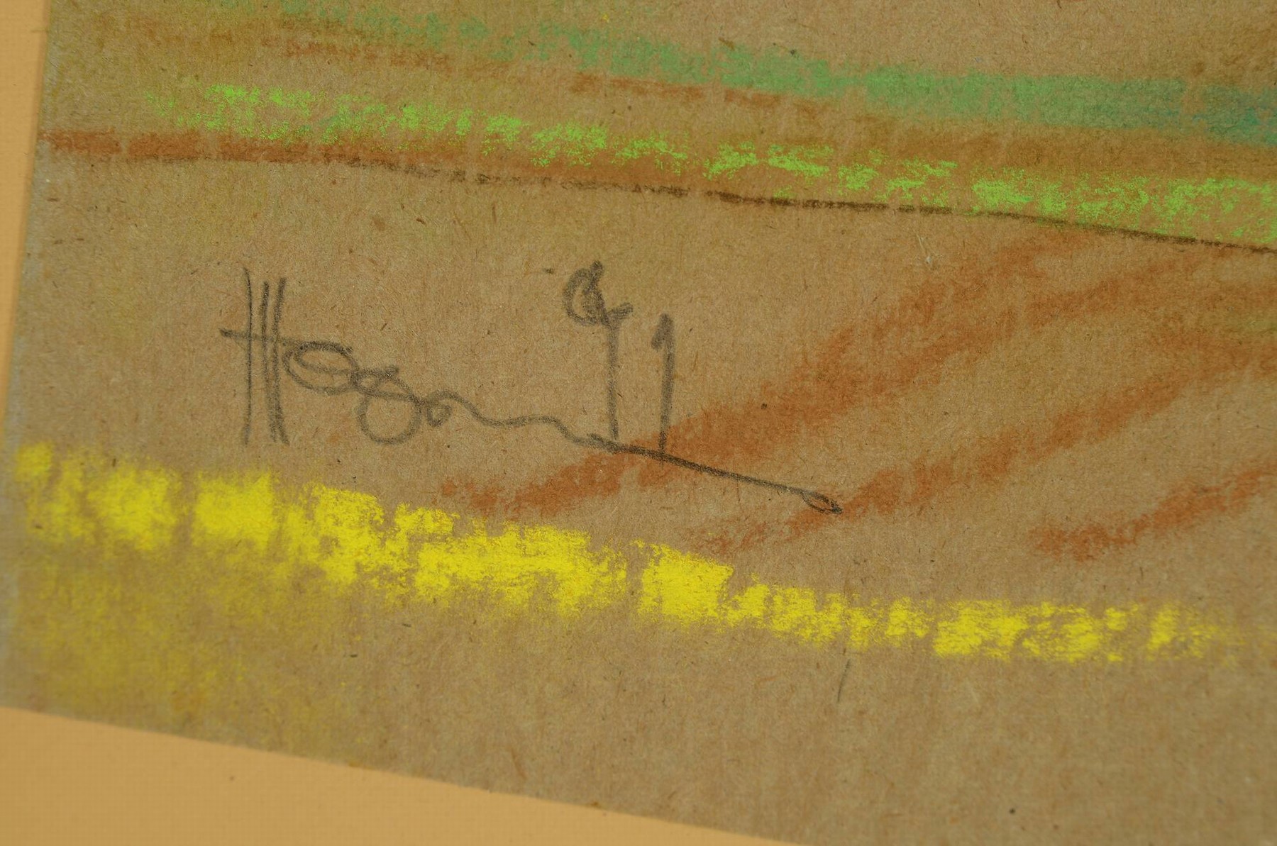 Detail a: Hermann Hoormann, 1933 - 2022, Pfälzer Kulturlandschaft, Pastell/getöntem Papier, signiert und dat. 91, 37 x 50 cm, unter Glas, Rahmen