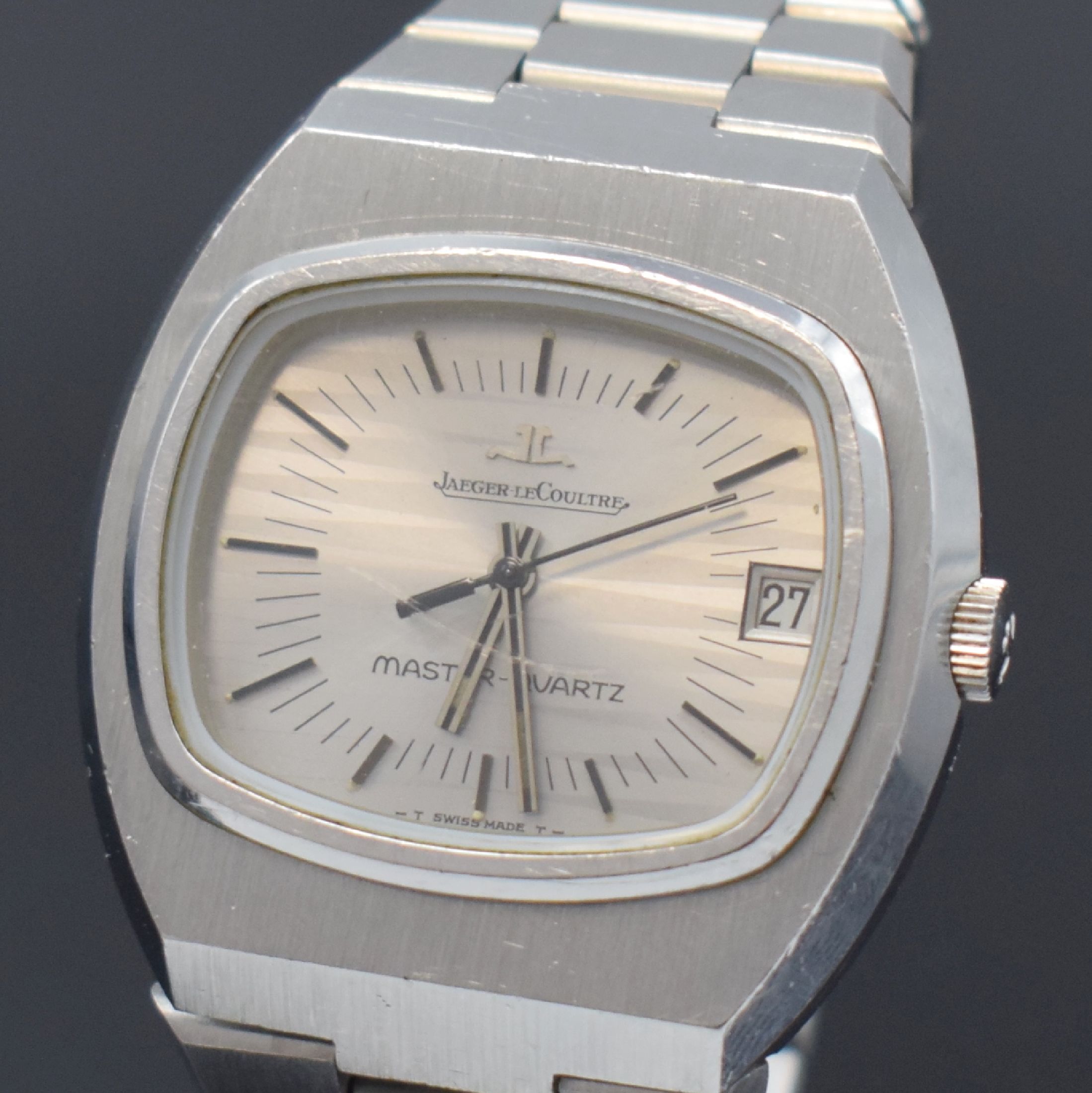 Detail a: Jaeger-LeCoultre Master-Quarz große Herrenarmbanduhr in Stahl Referenz 23302-42,Schweiz um 1970, quarz, massives 2-teiliges Geh., Boden aufgedr., ...