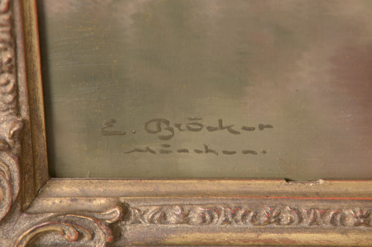 Detail a: Ernst Bröcker, 1893-1963 München, Landschaft im Vorgebirge, Öl/Lwd, links unten signiert, ca. 90x130cm, R. ca. 110x150cm