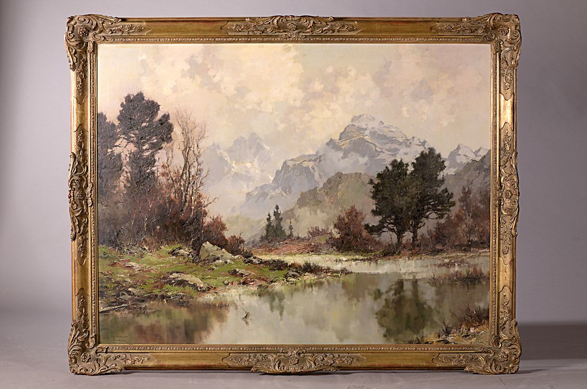 Detail k: Ernst Bröcker, 1893-1963 München, Landschaft im Vorgebirge, Öl/Lwd, links unten signiert, ca. 90x130cm, R. ca. 110x150cm