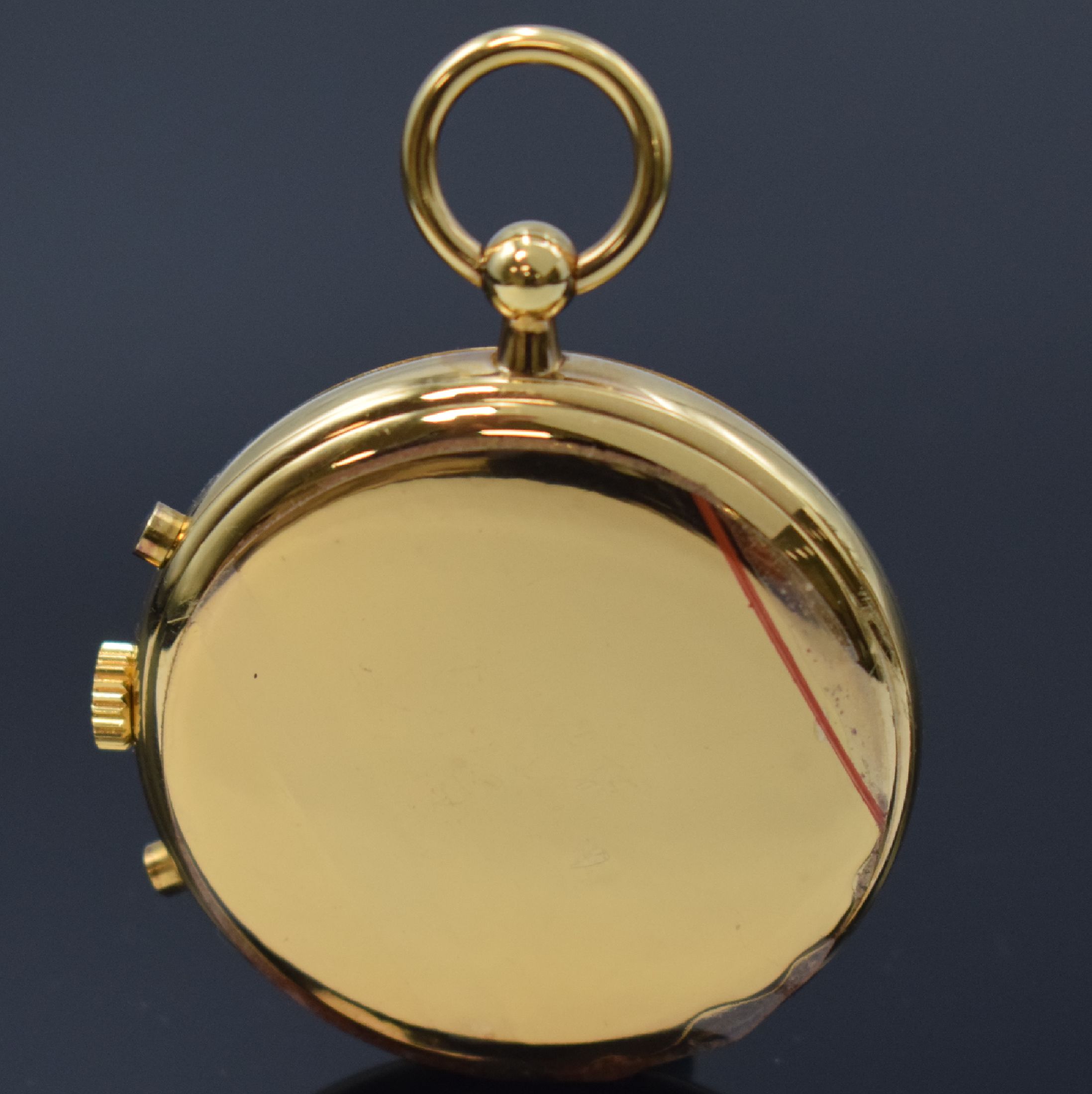 Detail d: MASIS ungetragene Herrentaschenuhr mit Chronograph, Mondphase und Datum Kaliber Valjoux 7733, Schweiz um 1970, Handaufzug, verg. 3-teil. Gehäuse, ...