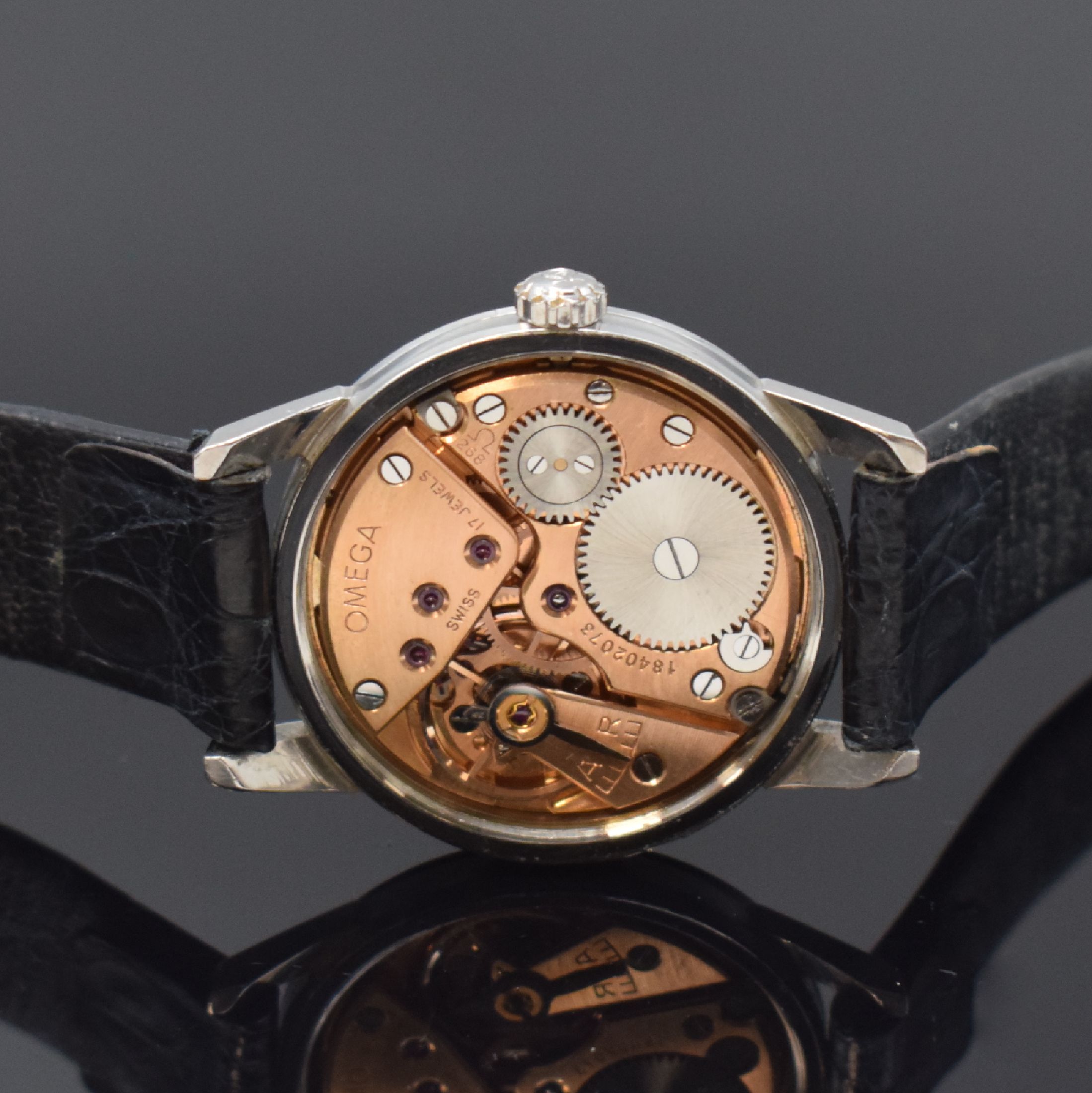 Detail d: OMEGA Herrenarmbanduhr Seamaster in Edelstahl Referenz 14389-9 CSP, Schweiz um 1961, Handaufzug, Boden m. Seepferdchenlogo verschr., vers. Zifferbl. ...