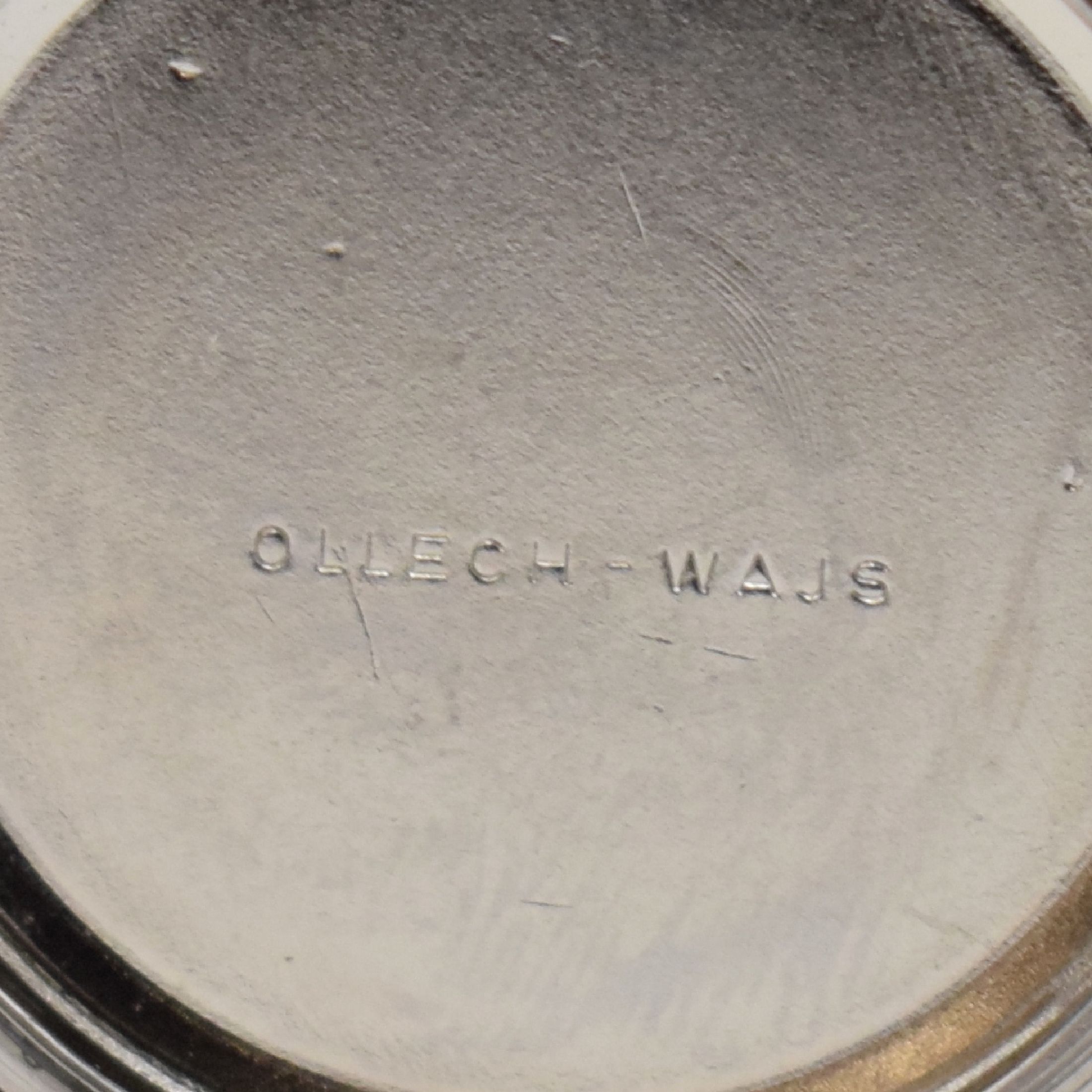 Detail g: OLLECH & WAJS Selectron Computer seltene Herrenarmbanduhr mit Chronograph 38 mm in Stahl, Schweiz um 1968, Handaufzug, 2-teil. Gehäuse, sign. Boden ...