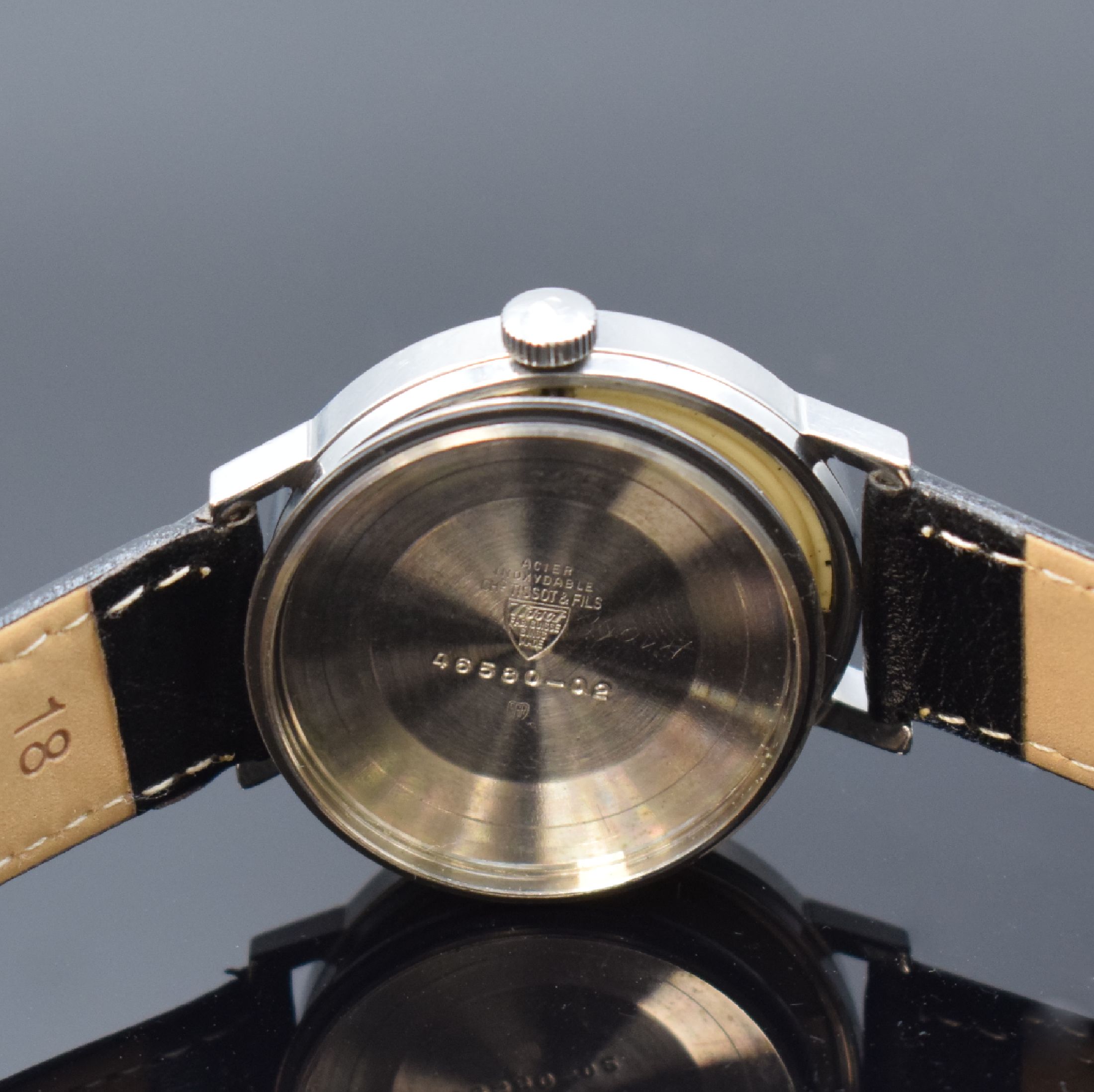 Detail f: TISSOT Herrenarmbanduhr Seastar, Schweiz um 1970, Automatik, Edelstahlgeh., Boden verschr., blaues Zifferbl. m. aufgel. Leuchtind., Anz. v. Std., ...
