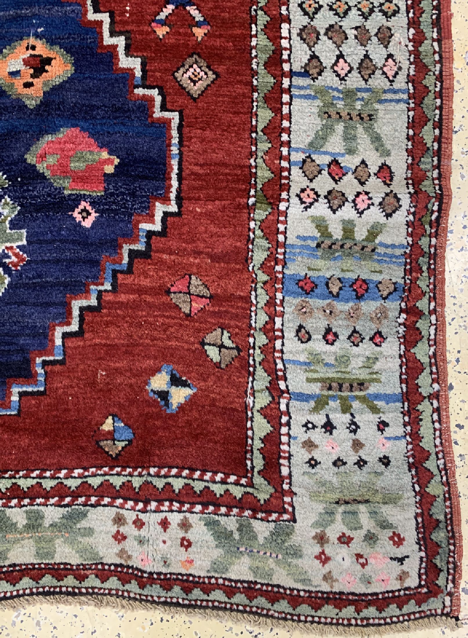 Detail a: Kazak alt, Kaukasus, um 1950/1960, Wolle auf Wolle, ca. 267 x 154 cm, EHZ: 2